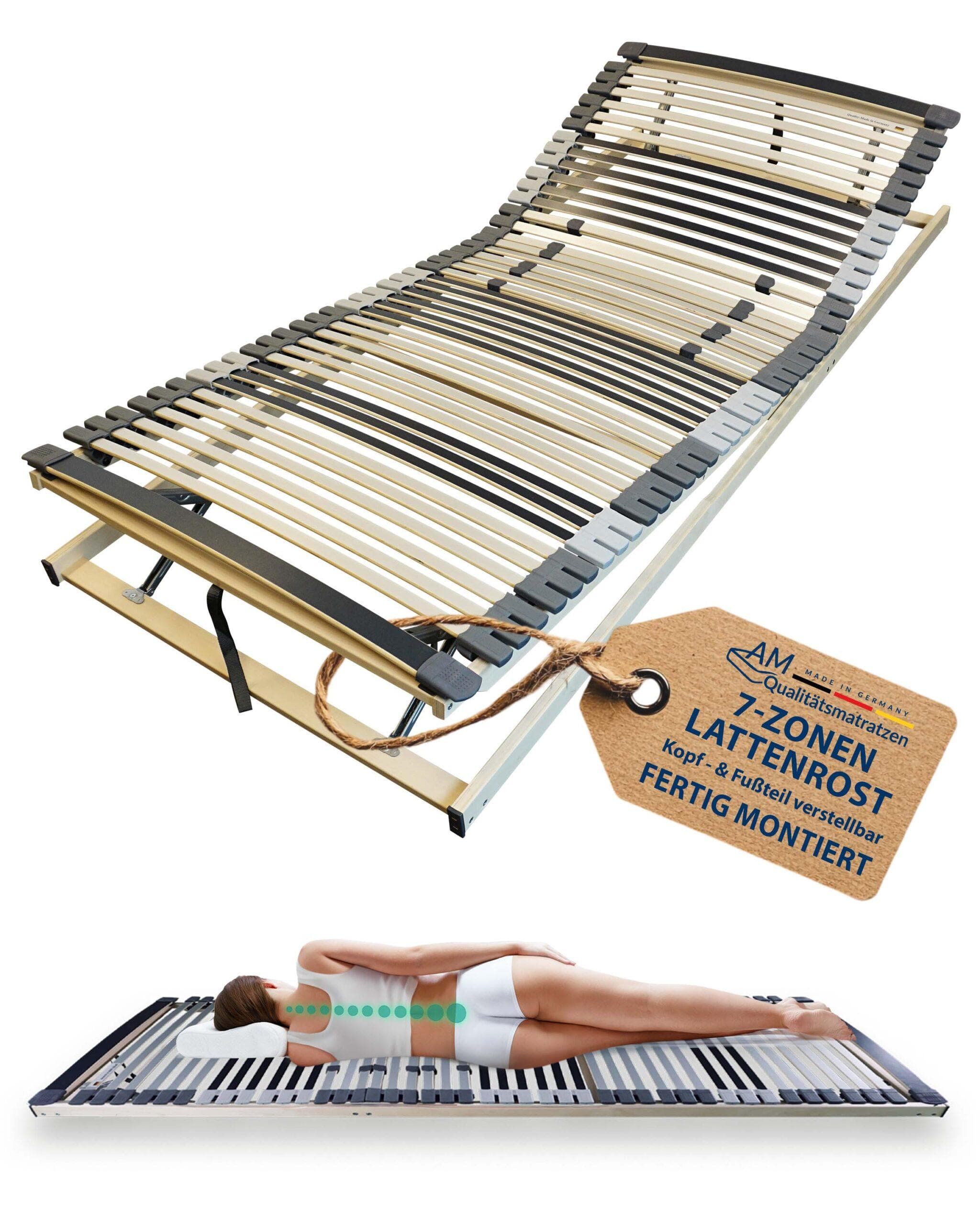 AM Qualitätsmatratzen Ergonomischer 7-Zonen Lattenrost Fertig Montiert