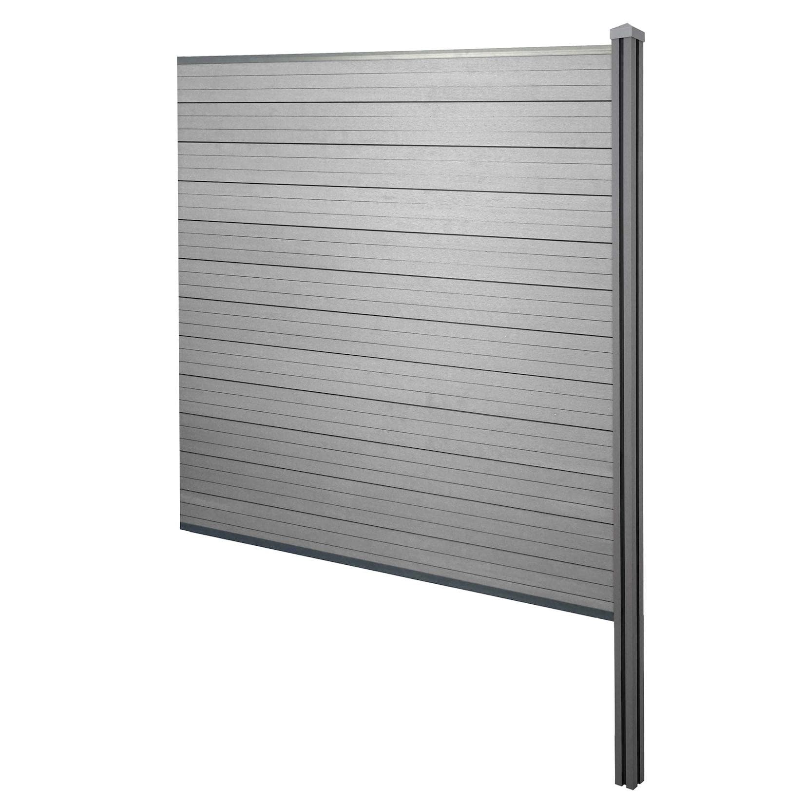 WPC-Sichtschutz Savoie Windschutz Zaun WPC-Pfosten zum Einbetonieren Erweiterungselement 188 cm grau