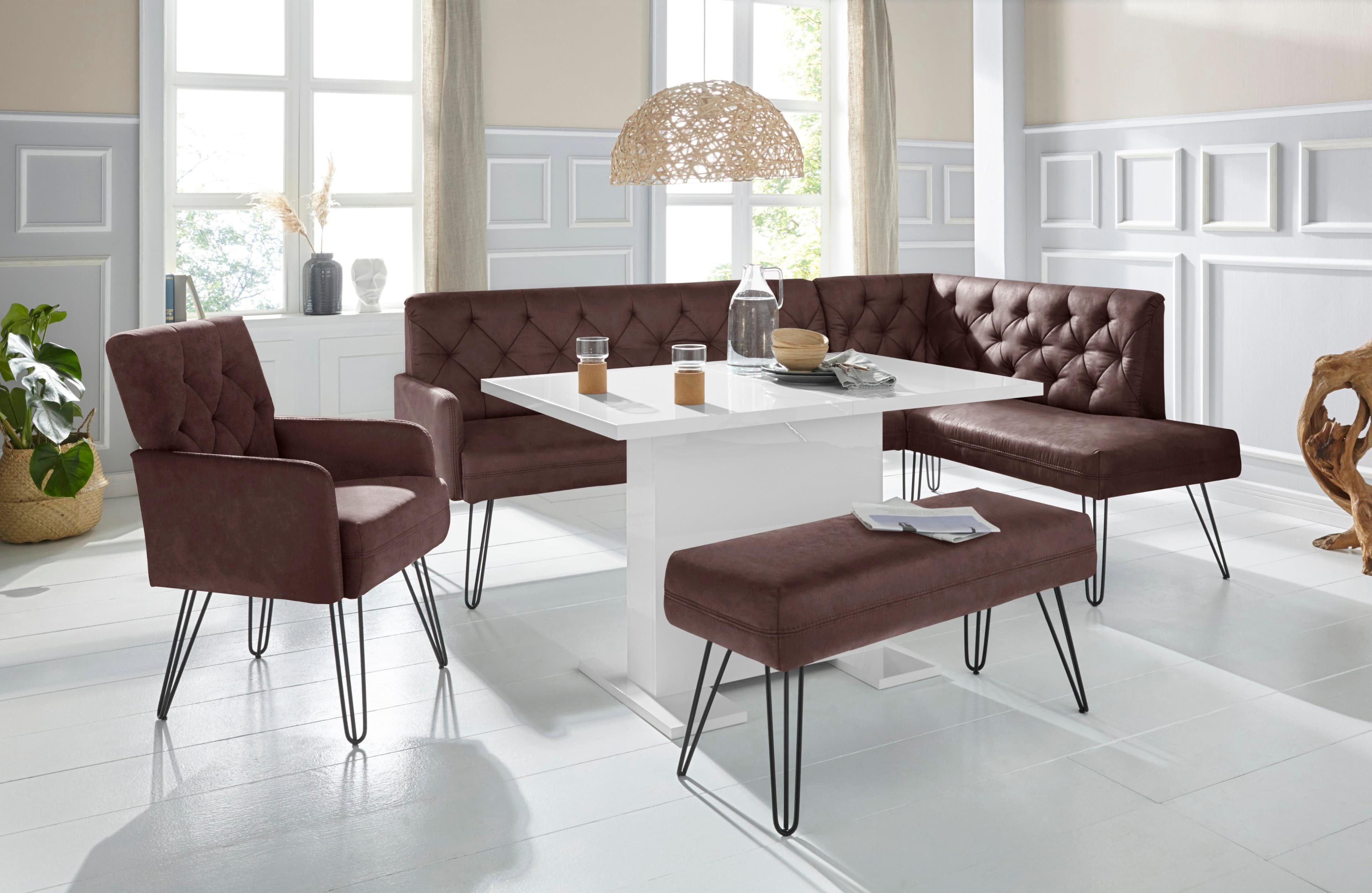 EXXPO Eckbank Doppio Chesterfield Optik Chocco Schwarz