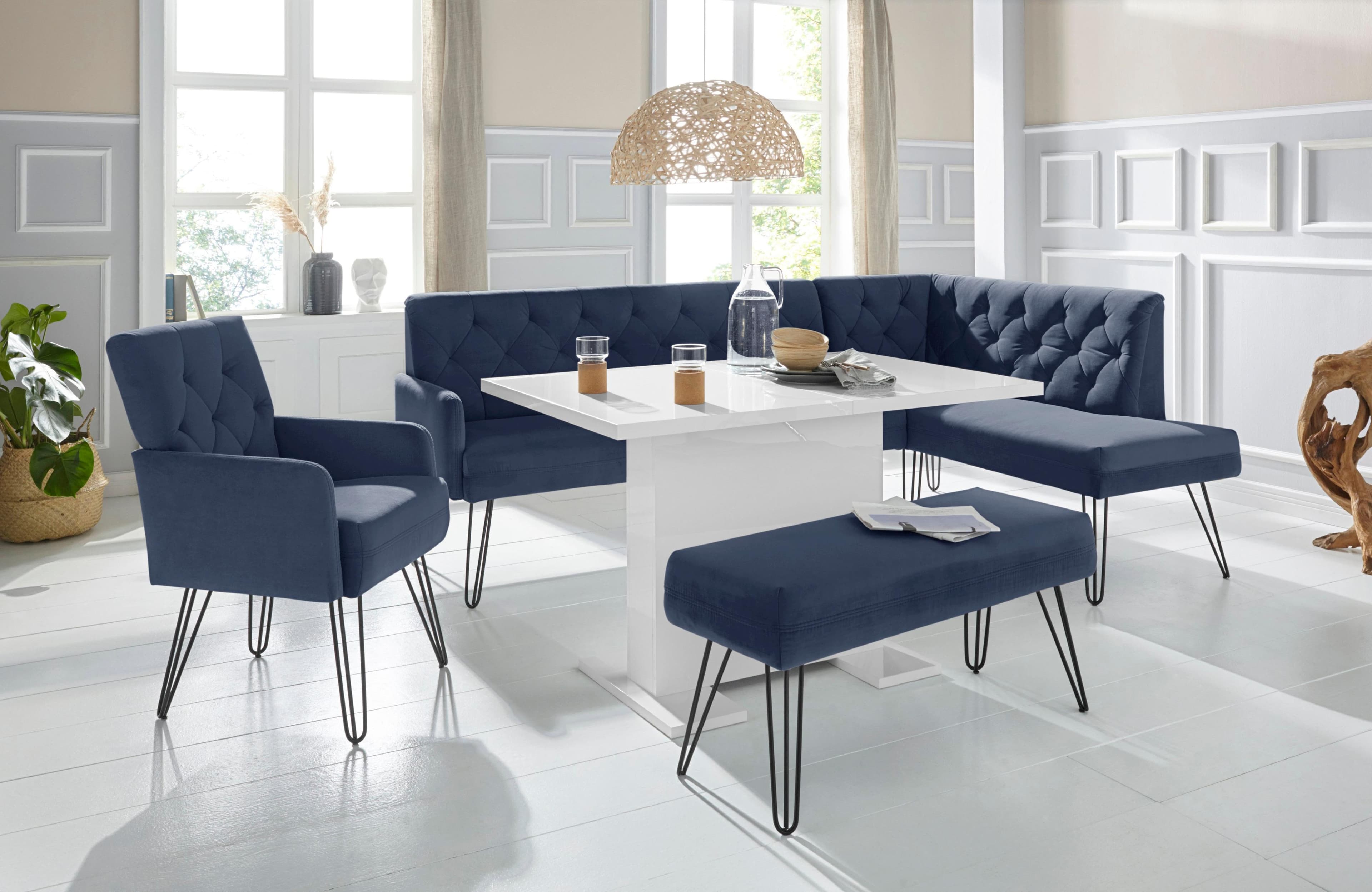 EXXPO Eckbank Doppio Navy Chesterfield Optik Polstermöbel