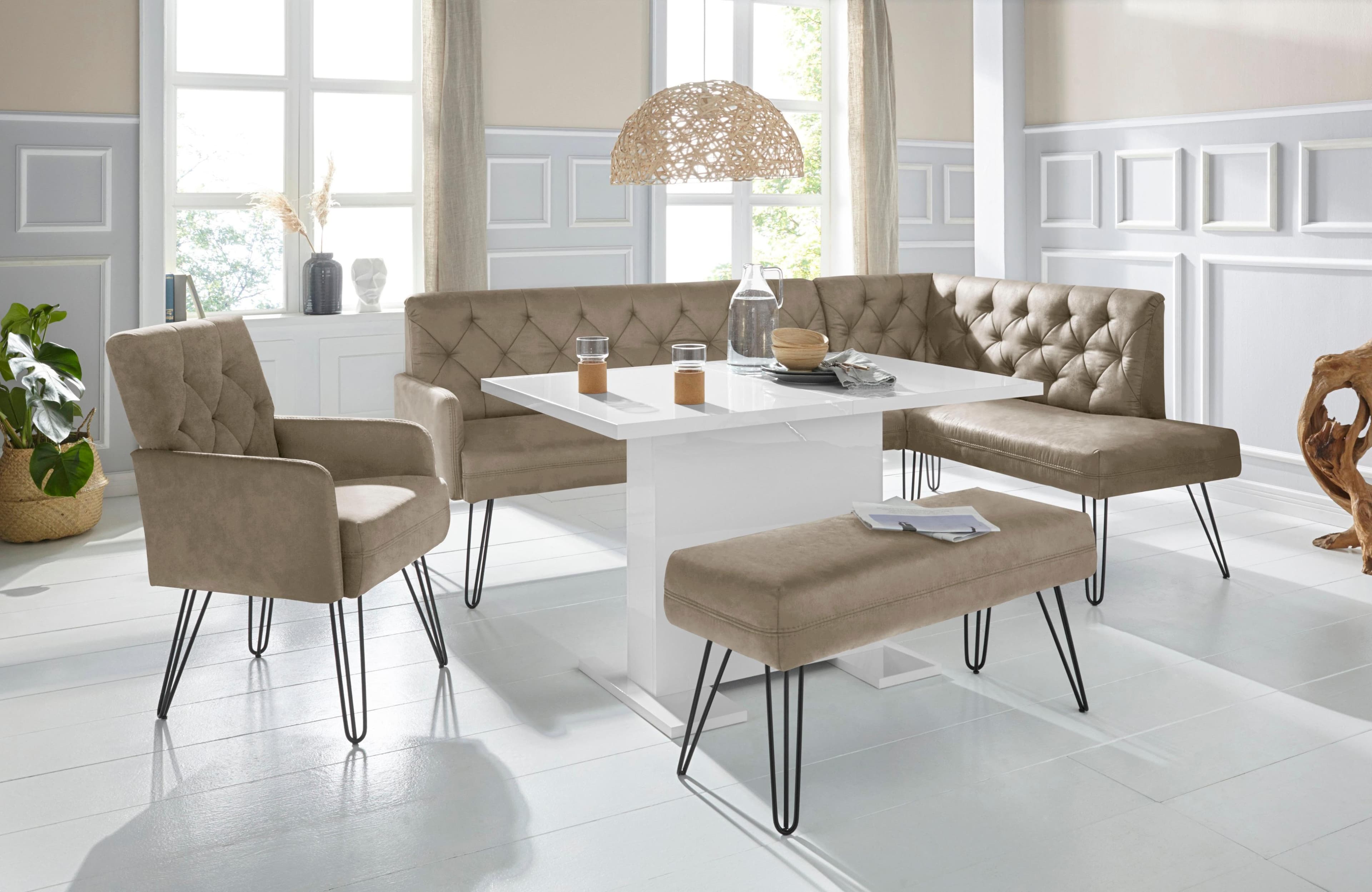 EXXPO Eckbank Doppio Chesterfield Optik Cappuccino
