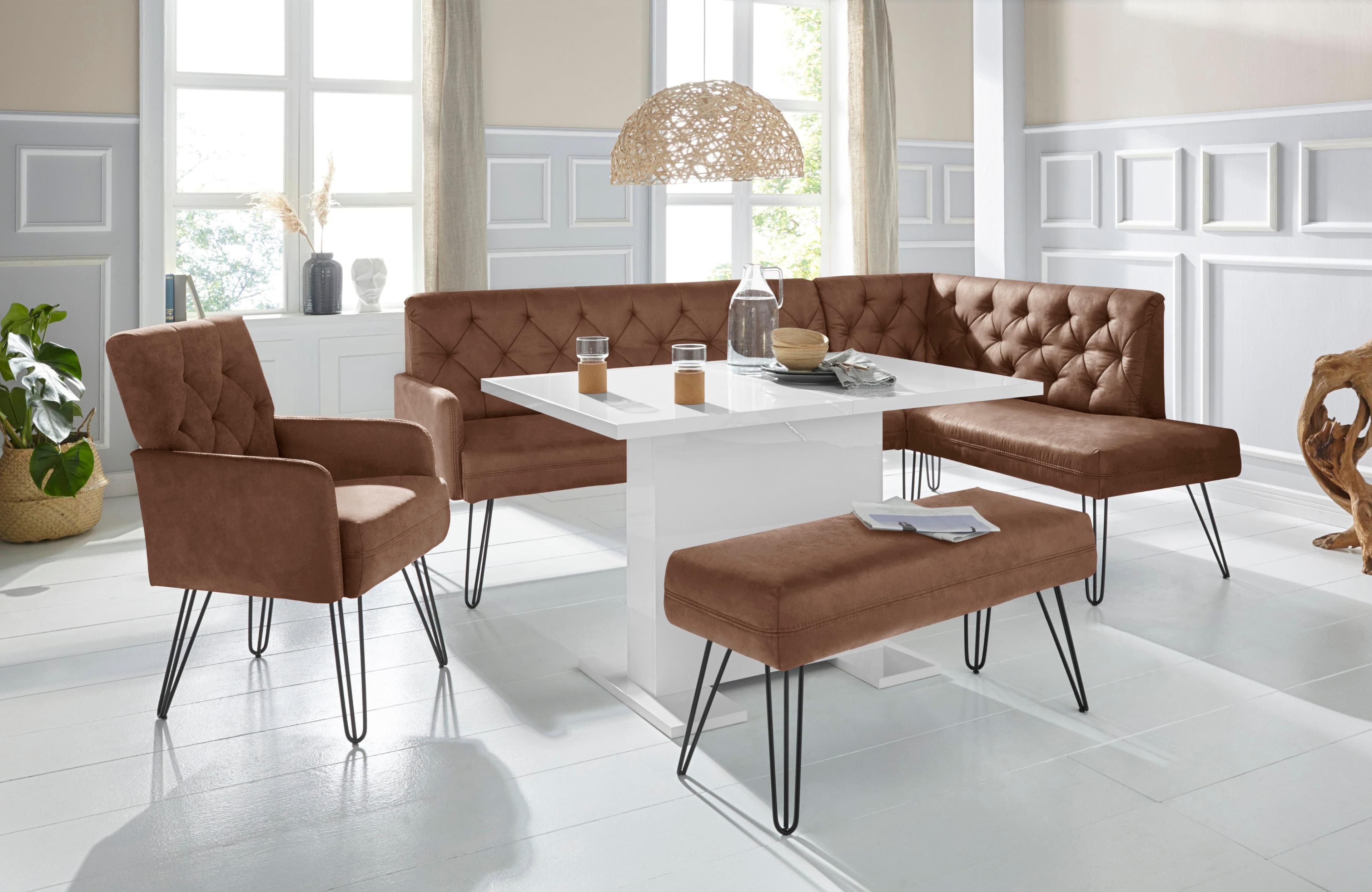 EXXPO Eckbank Doppio Chesterfield Optik Cognac