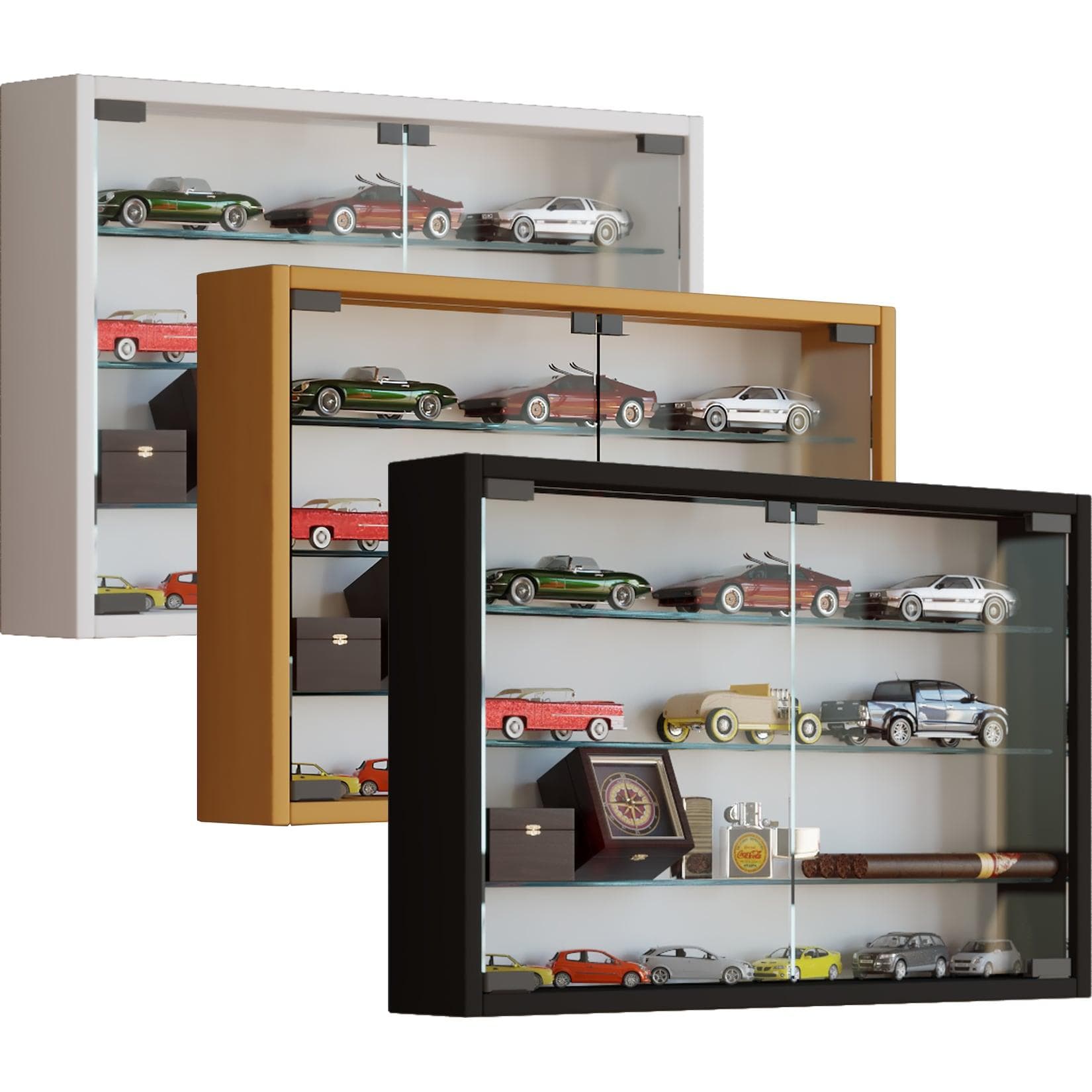 VCM Glasvitrine Wandvitrine Mandosa M Weiß ESG-Sicherheitsglas