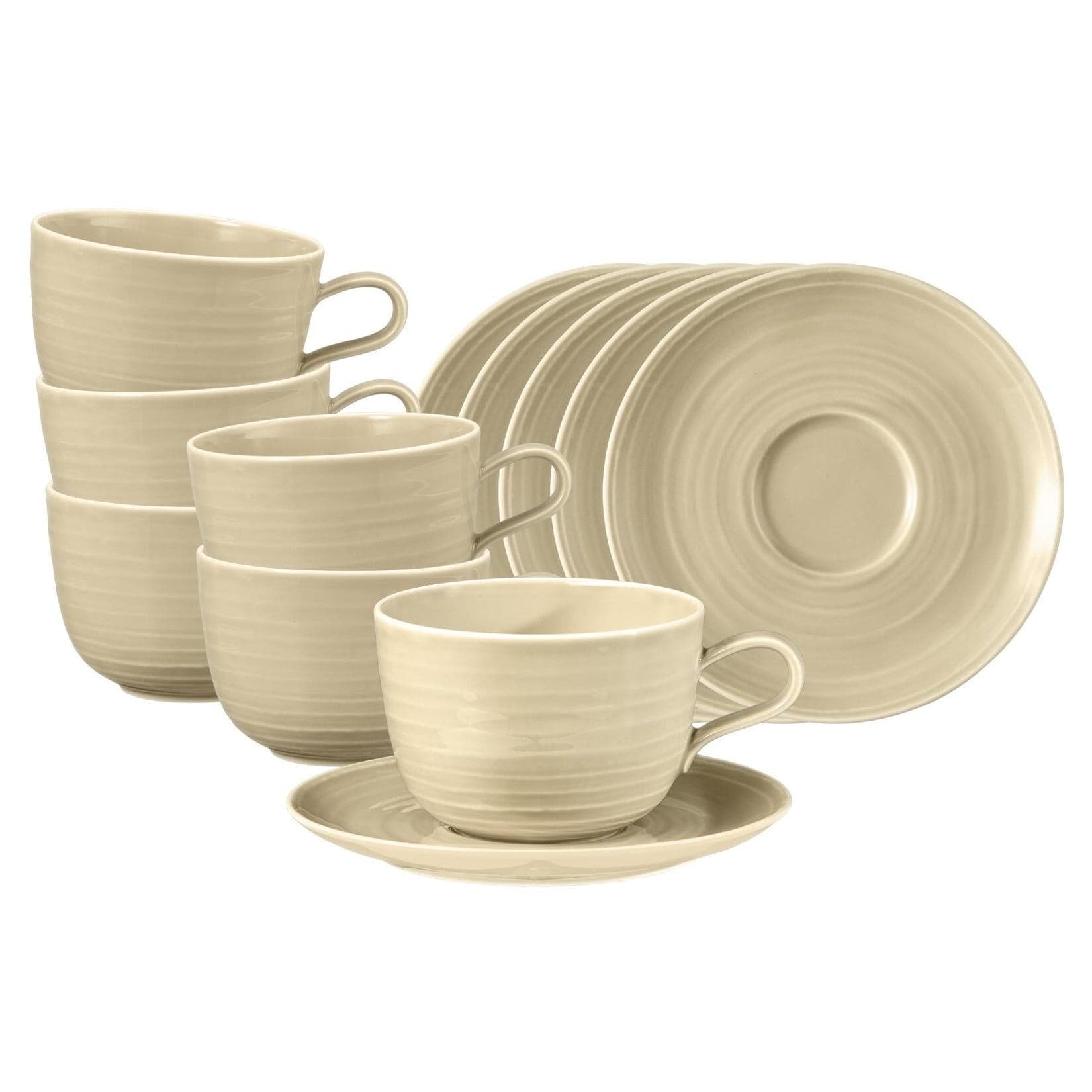 Seltmann Weiden Milchkaffeetassen Terra 12-tlg. Sandbeige Porzellan