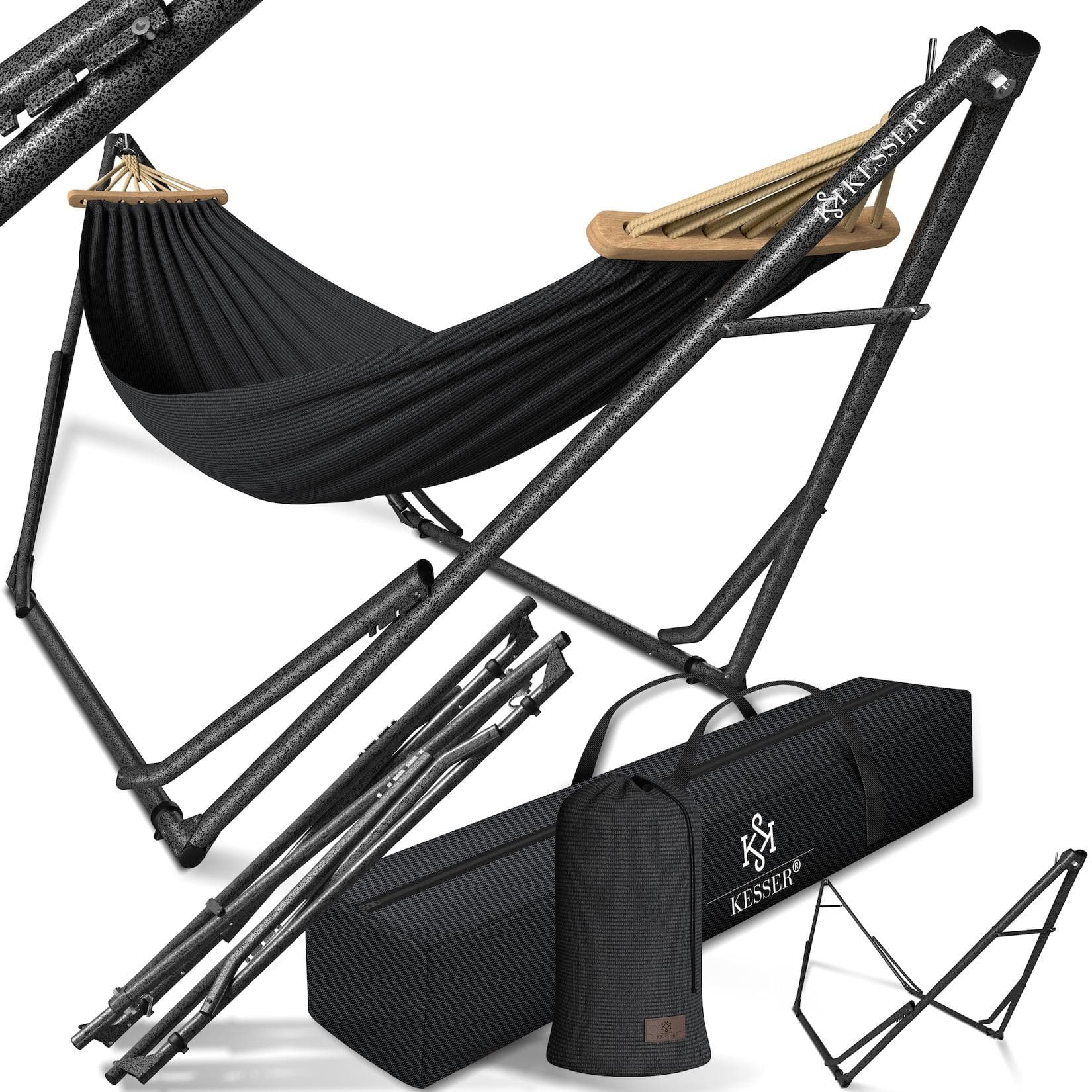 Faltbare Hängematte mit Metallgestell - Verstellbar & Stabil