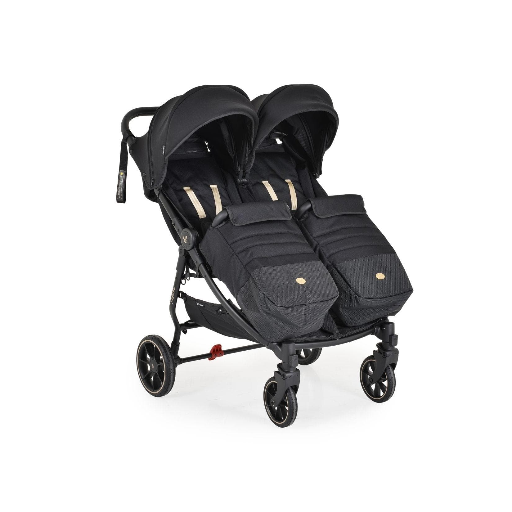 Cangaroo Zwillingskinderwagen 2Gether, Aluminiumrahmen, faltbar, schwarz