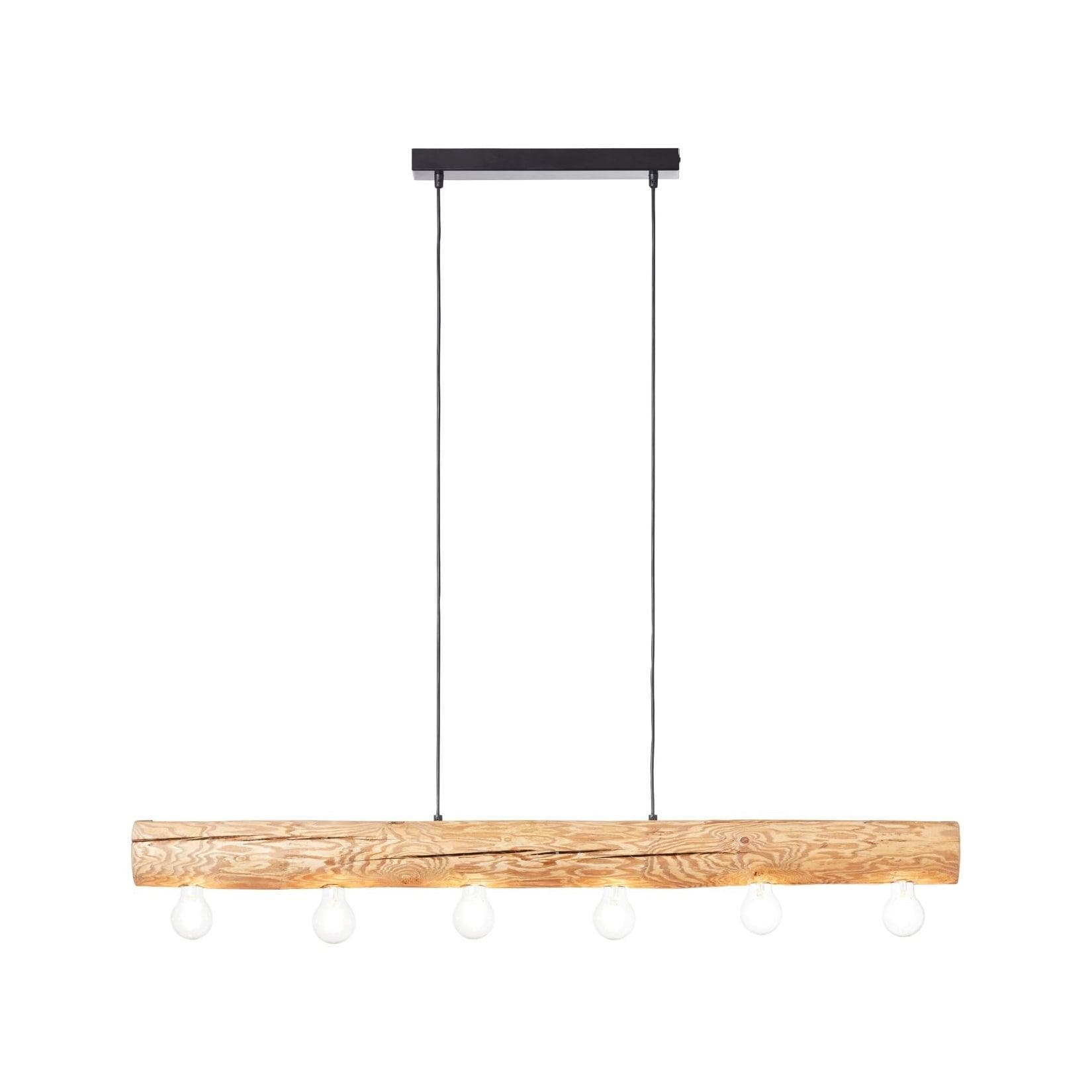 BRILLIANT Pendelleuchte Trabo Braun Holz Metall 6x E27 höhenverstellbar