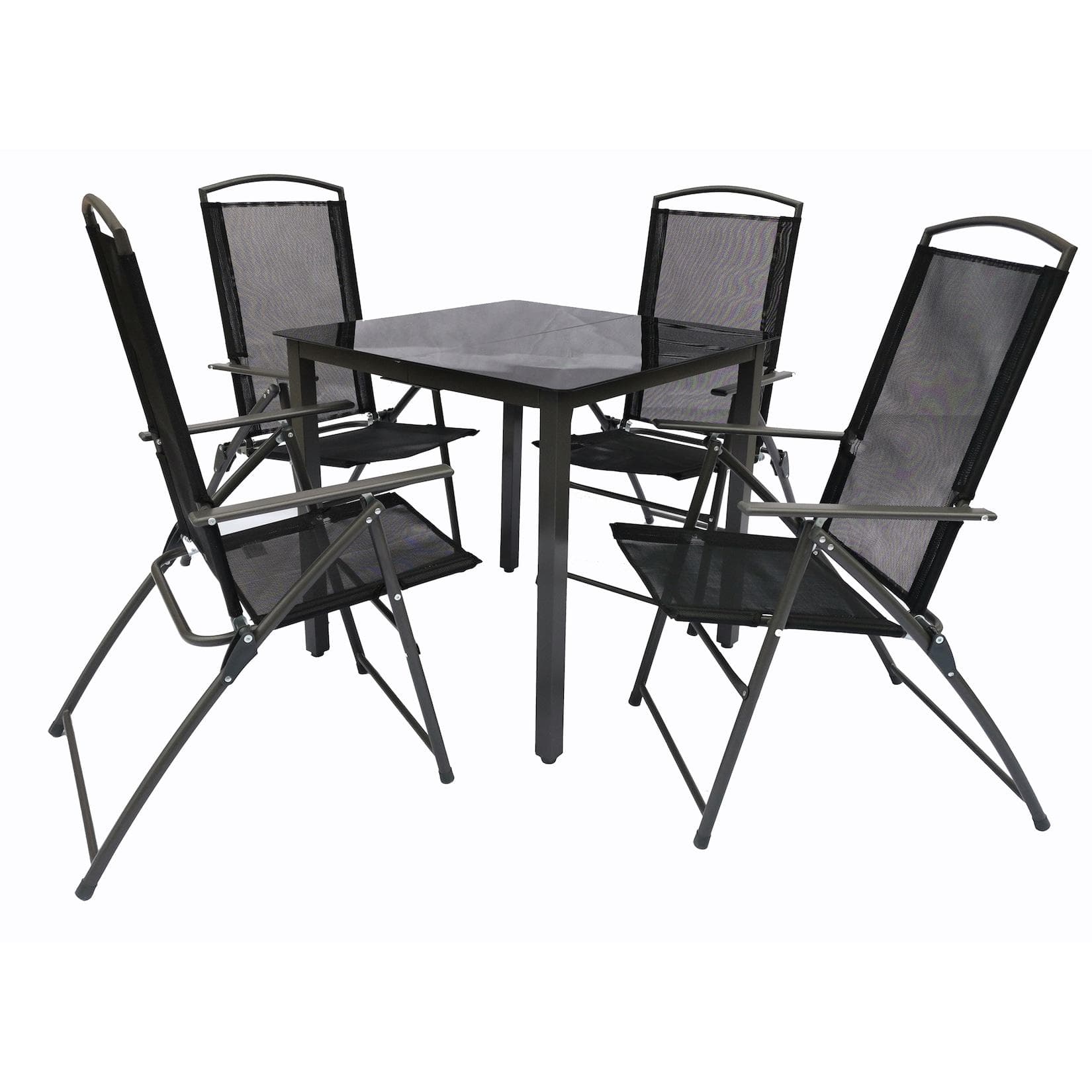 VCM Garten-Essgruppe 5-tlg: Anthrazit Aluminium Tisch & Klappstühle