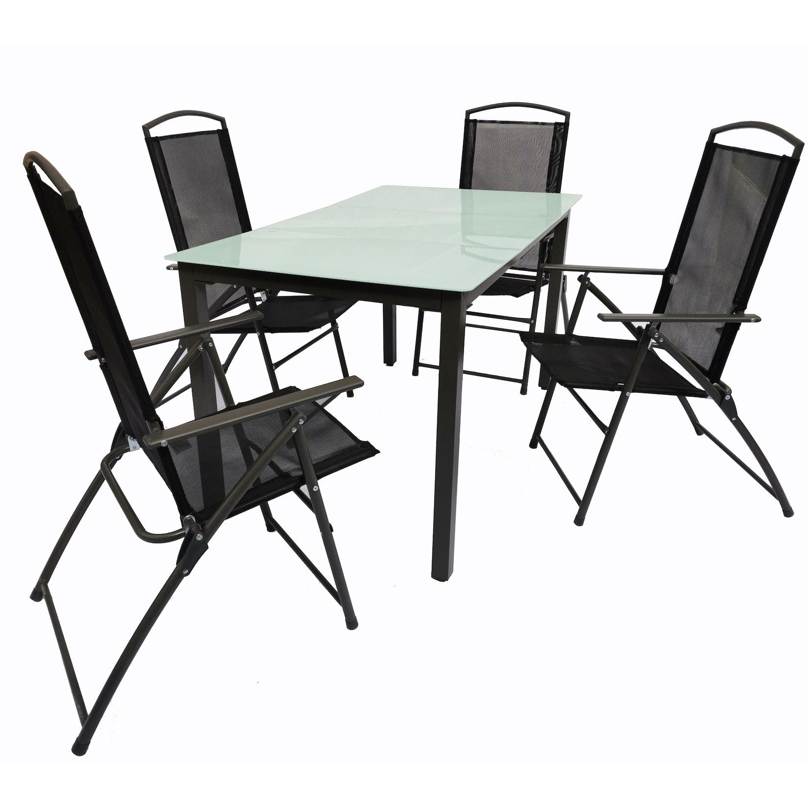 VCM 5-tlg Gartenmöbel Set Sitzgruppe Essgruppe 1x Tisch, 4x Stühle Anthrazit