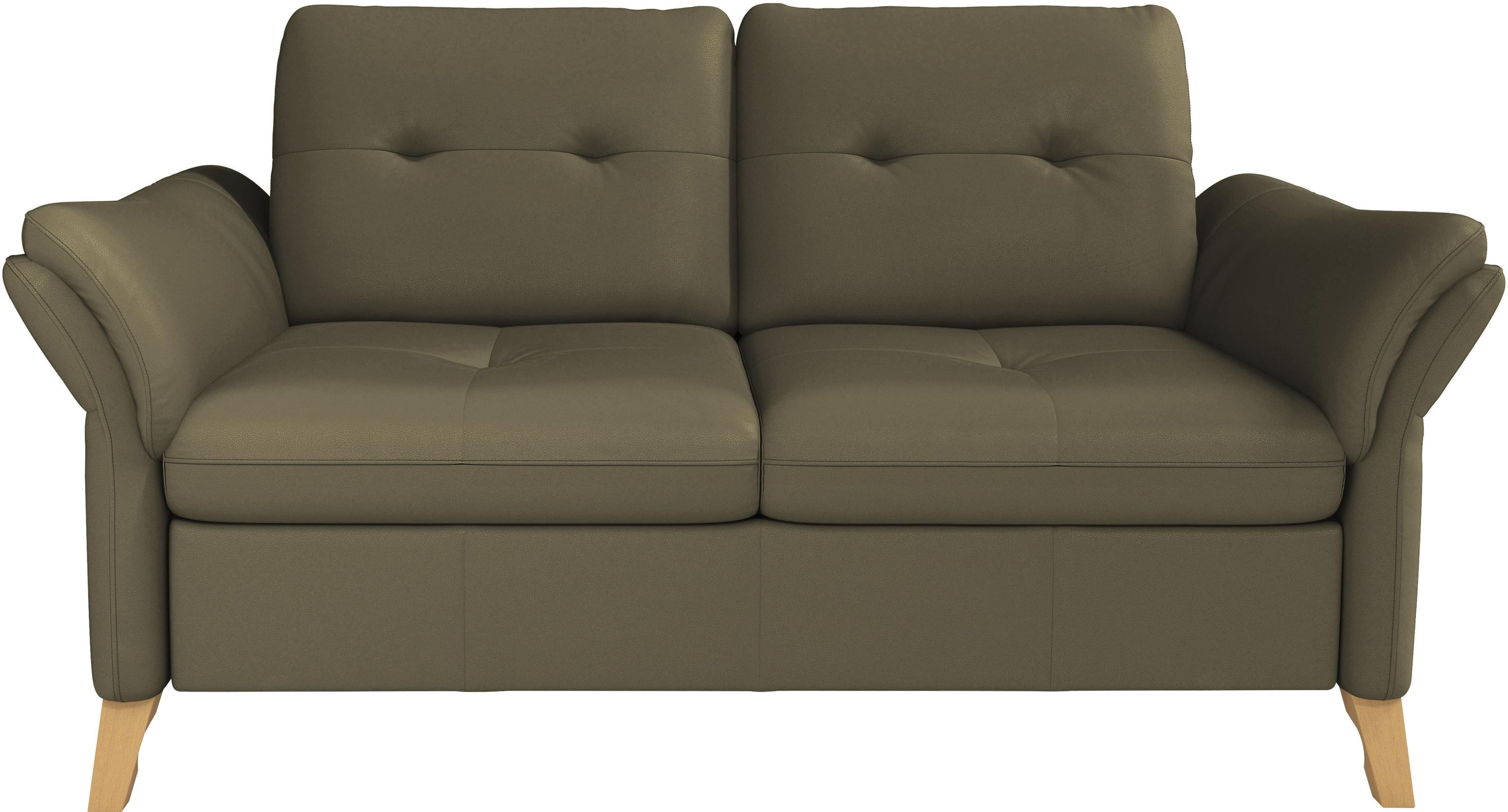 Sit & More 2-Sitzer Sofa Göteborg Olive NaturLEDER Sitztiefenverstellung