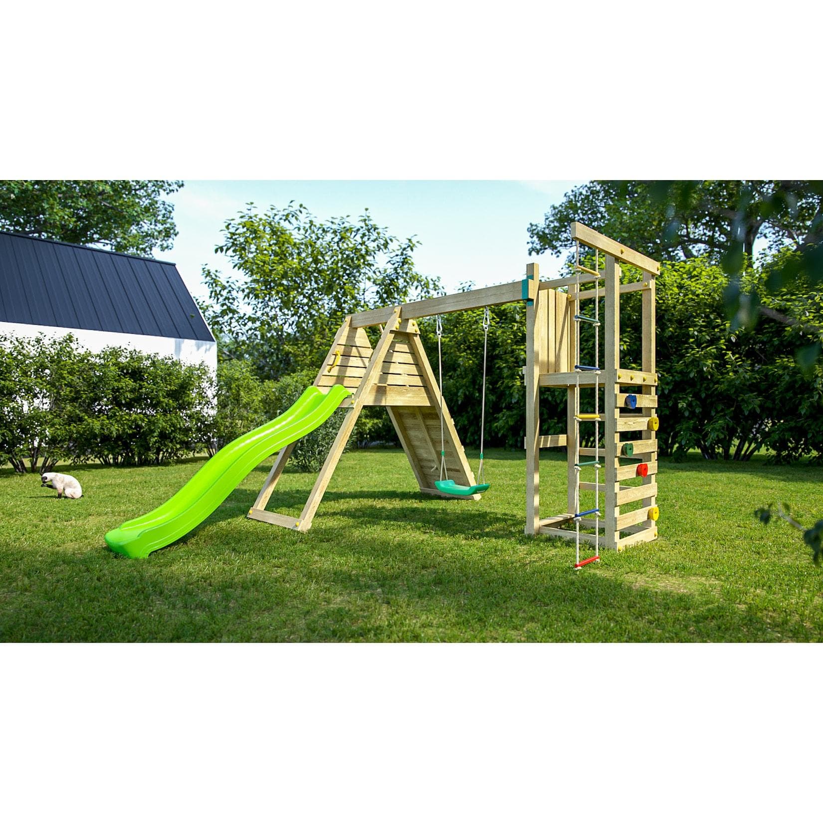 FUNGOO Spielturm Klettergerüst Climber Holzspielplatz