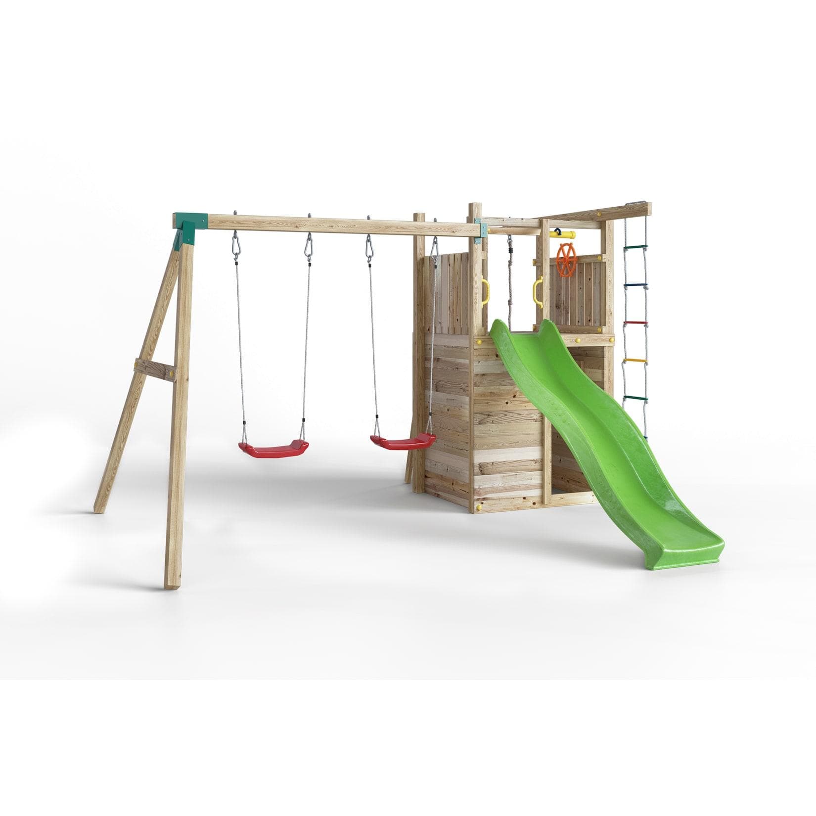 FUNGOO Spielturm Klettergerüst Houser Holz Spielplatz