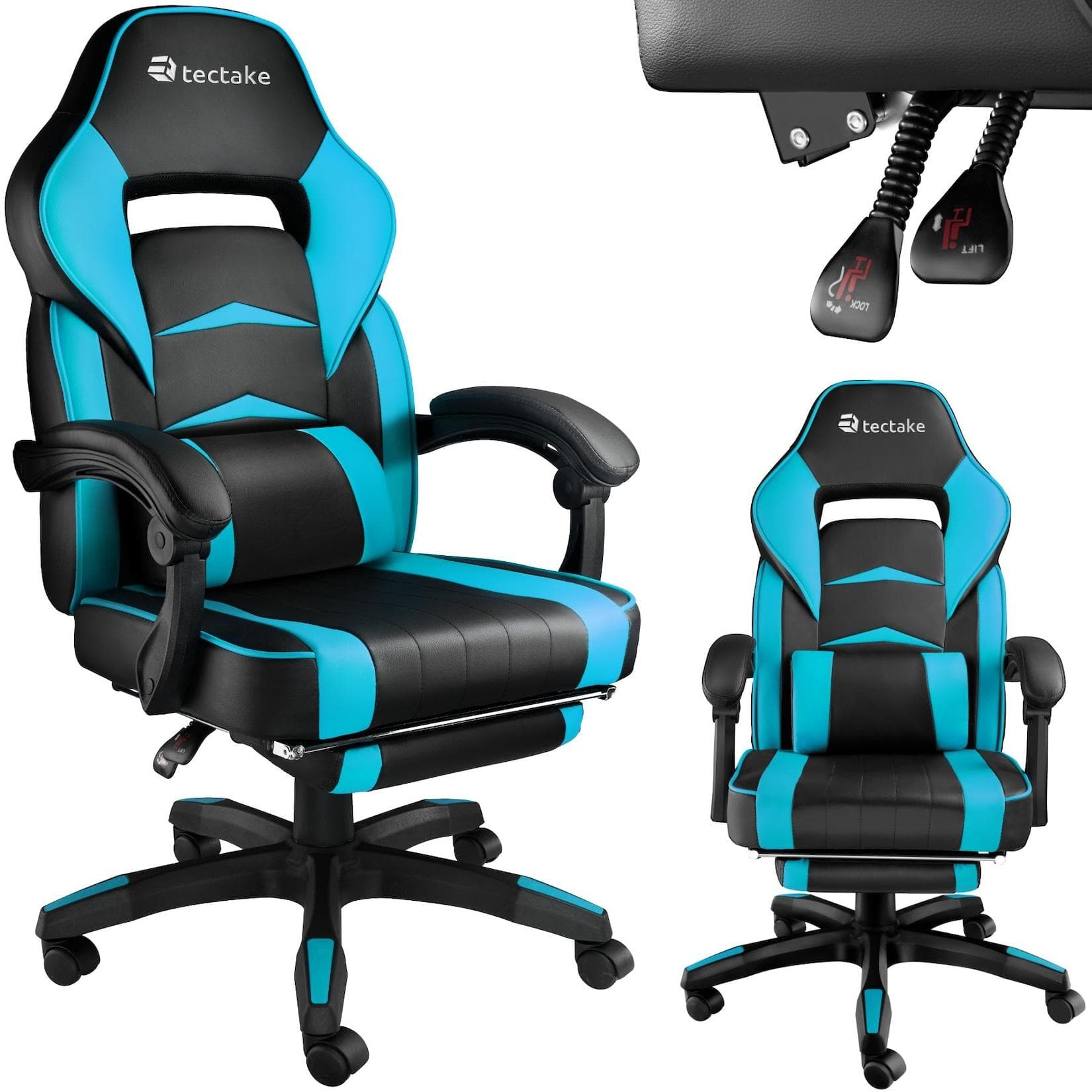 Ergonomischer Gaming-Stuhl mit Fußstütze und verstellbarer Rückenlehne