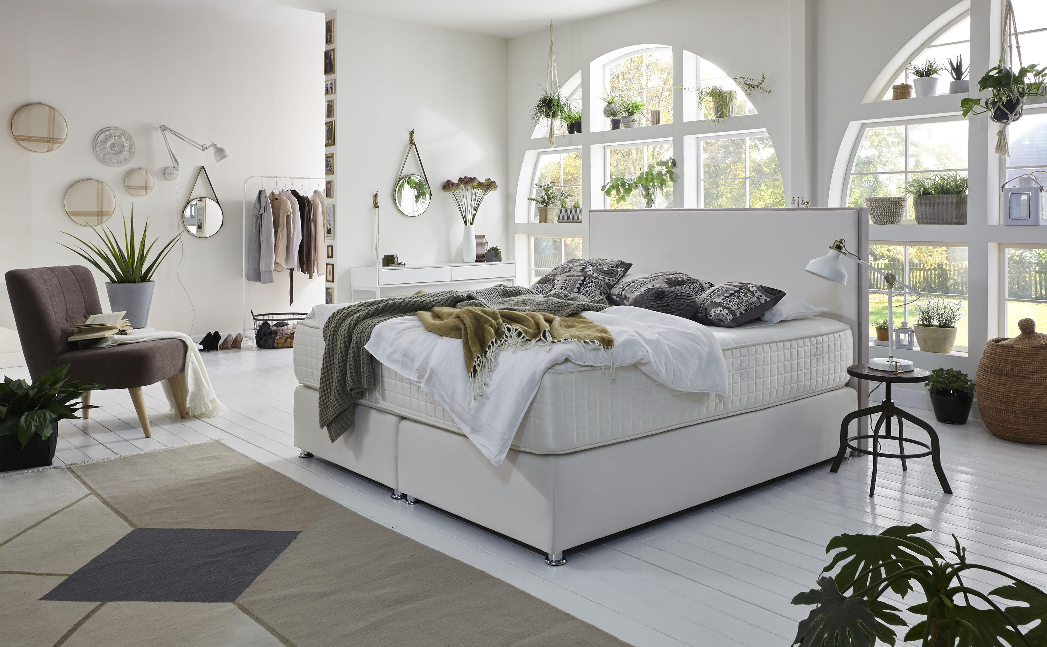 GRÜNE BETTEN Amelia Boxspringbett Weiß 180x200 cm H2 7-Zonen-Matratze