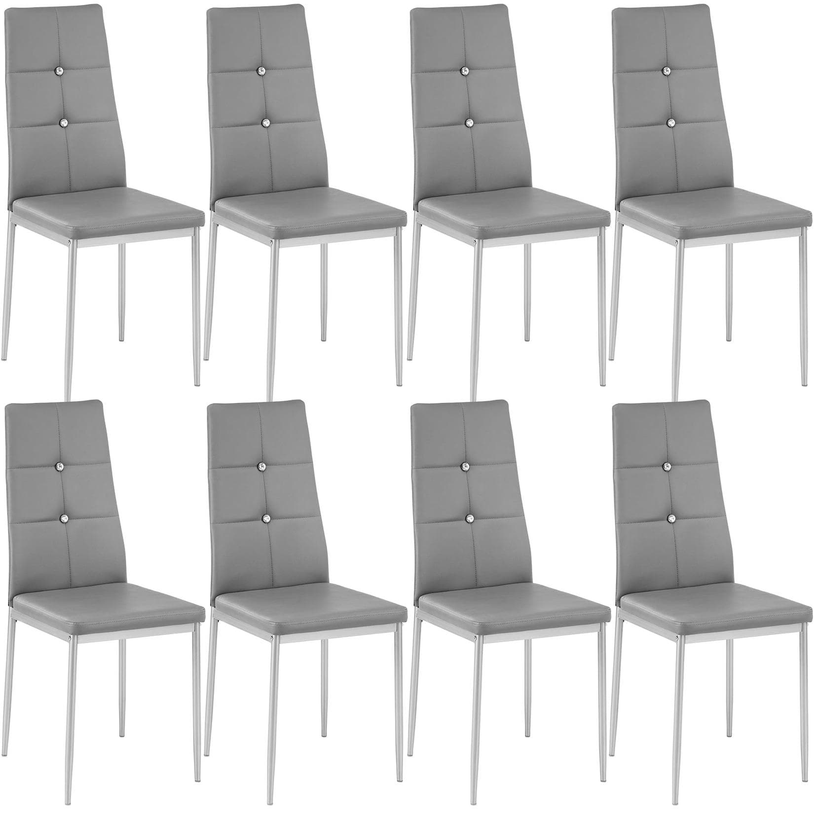 TECTAKE Esszimmerstuhl Set 8er Grau Kunstleder S030R0GW