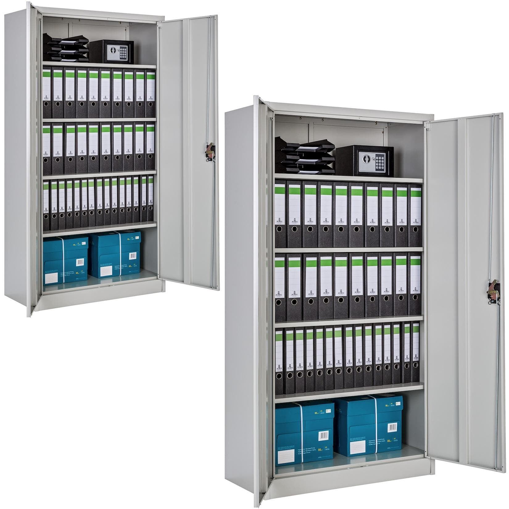tectake Aktenschrank 2er Set Grau Abschließbar Stahl