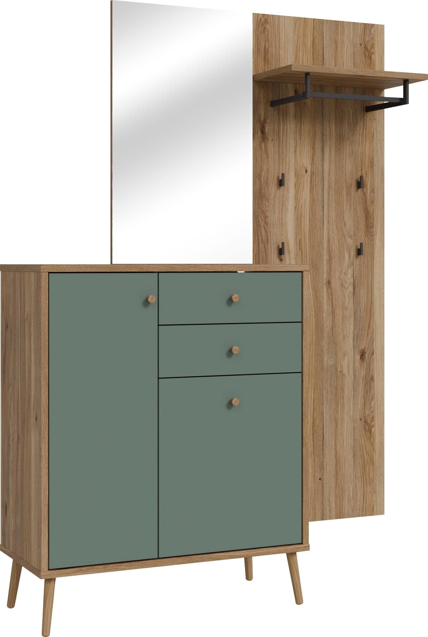 Garderobenset in Mauvella Eiche/Salbei