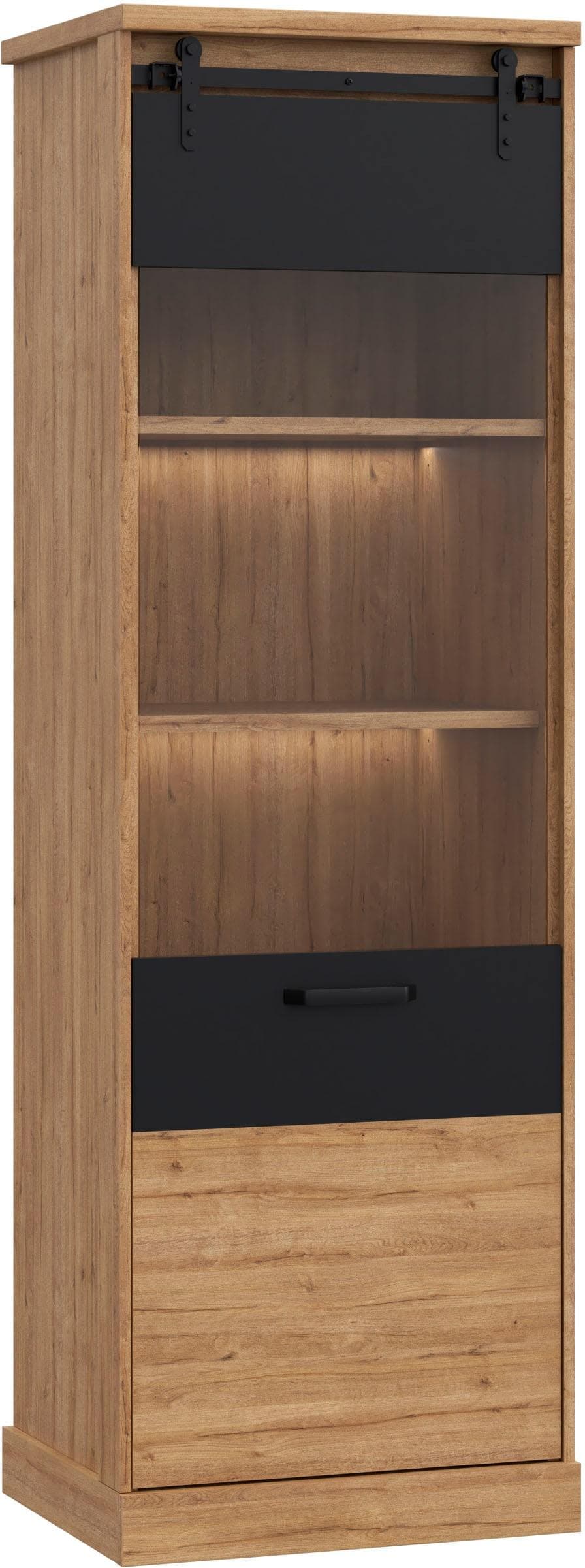 Vitrine FORTE Kaszimiro Schwarz Waterford Eiche