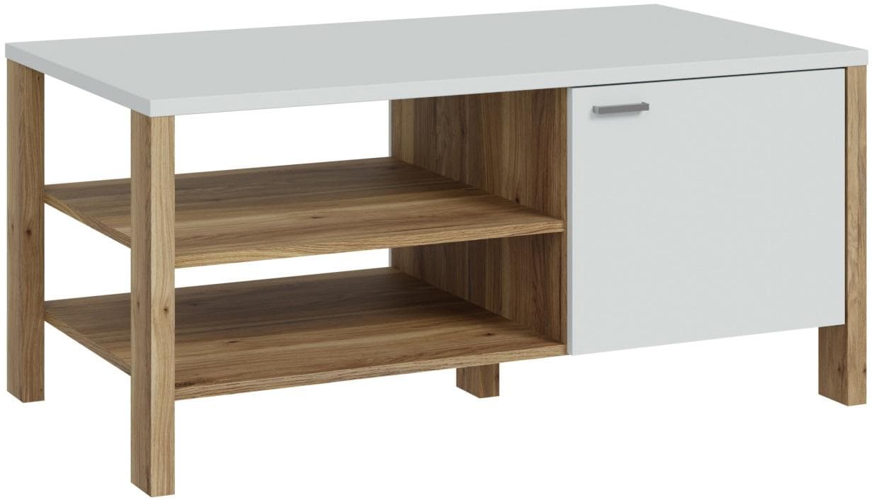Couchtisch mit Stauraumtür in Eiche/Secret Grey