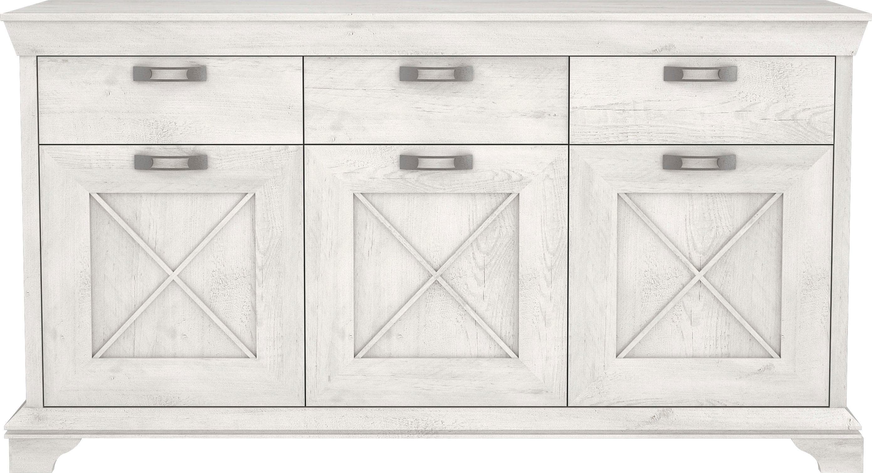 FORTE Kommode Kashmir Weiß 3 Schubladen 3 Türen