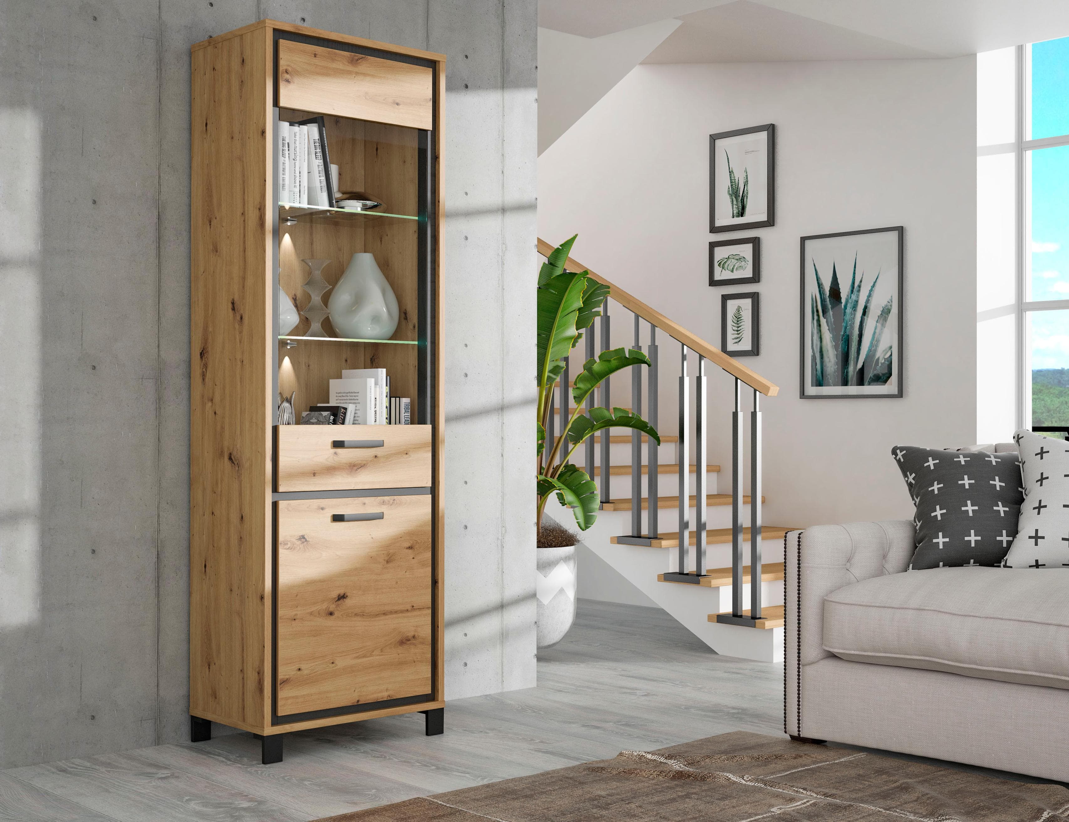 Vitrine FORTE Trondheim Braun Artisan Eiche Modern