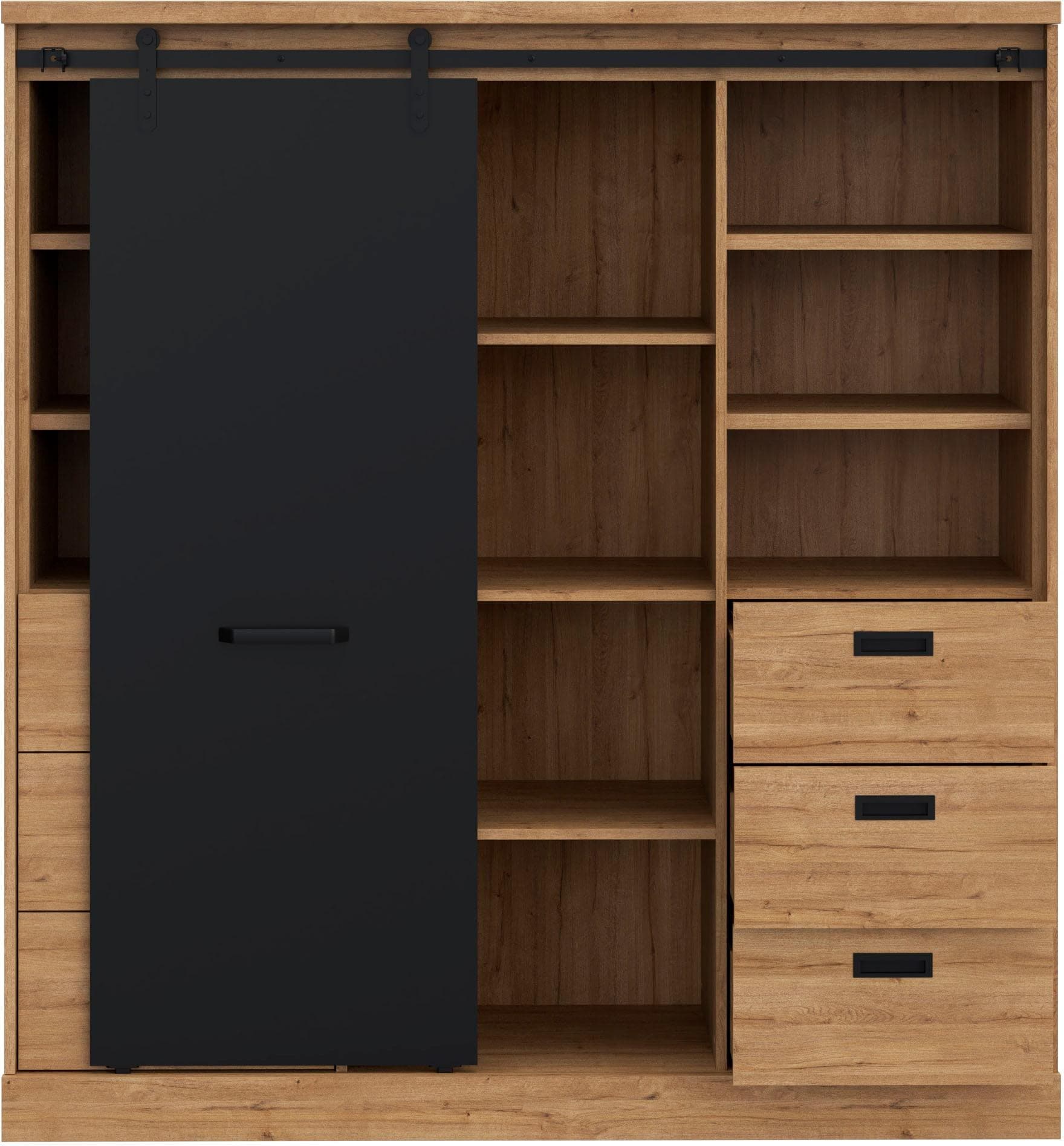Braun-Schwarzes Highboard mit modernem Design