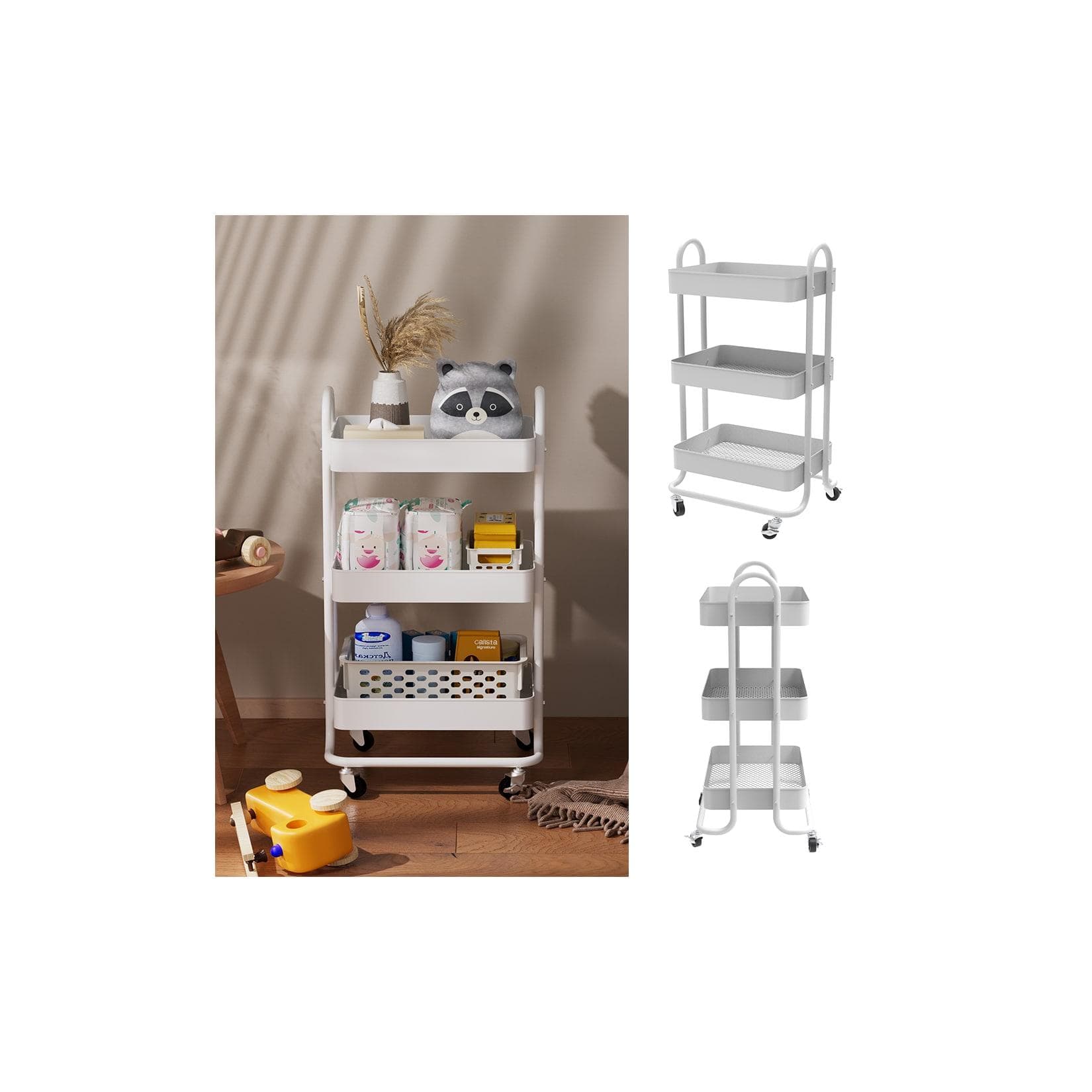 Vicco Barschrank Tron Weiß Metalltrolley mit Rollen