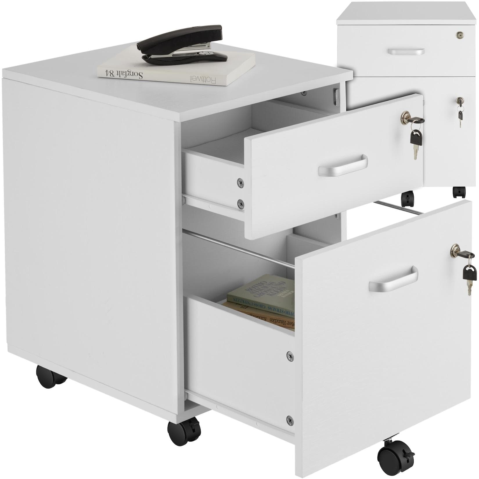 TecTake Rollcontainer mit 2 Schubladen für Dokumente im A4 Format