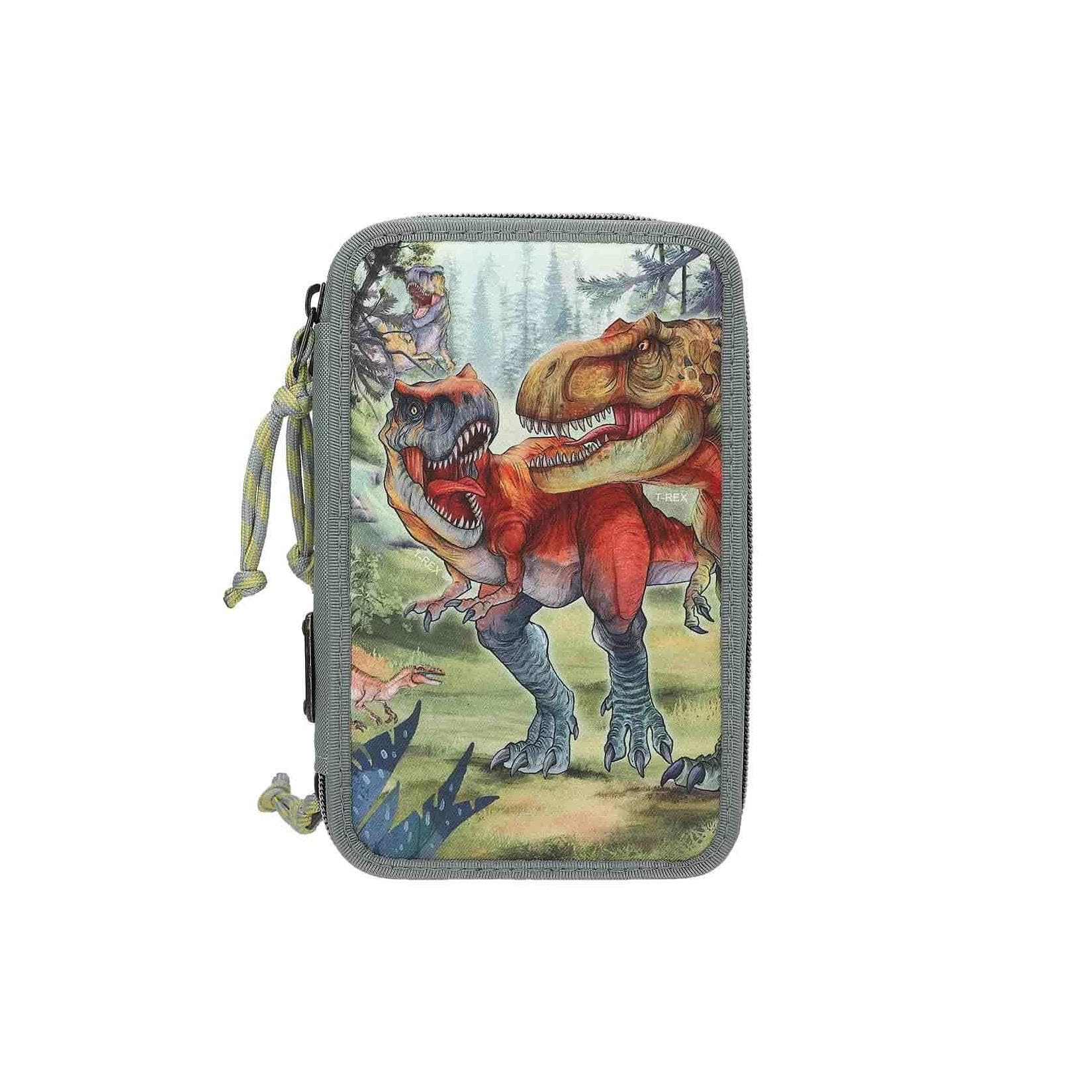 Depesche 3-Fach Federtasche BITE Dino World Grau-Grün