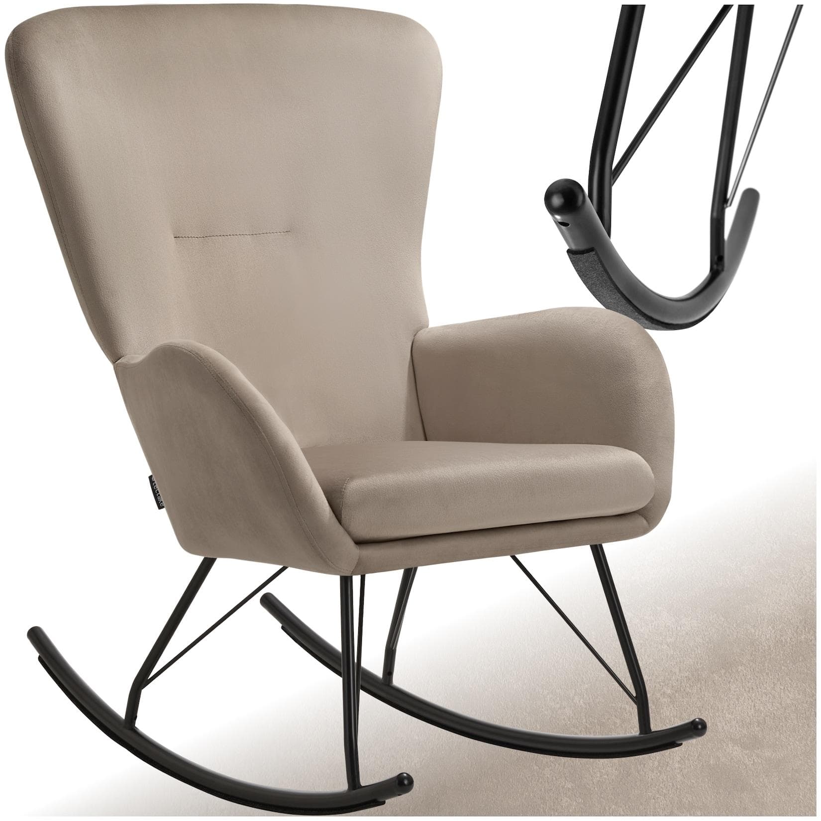 TECTAKE Schaukelstuhl Relaxsessel Swing mit Stahlkufen und dicker Polsterung