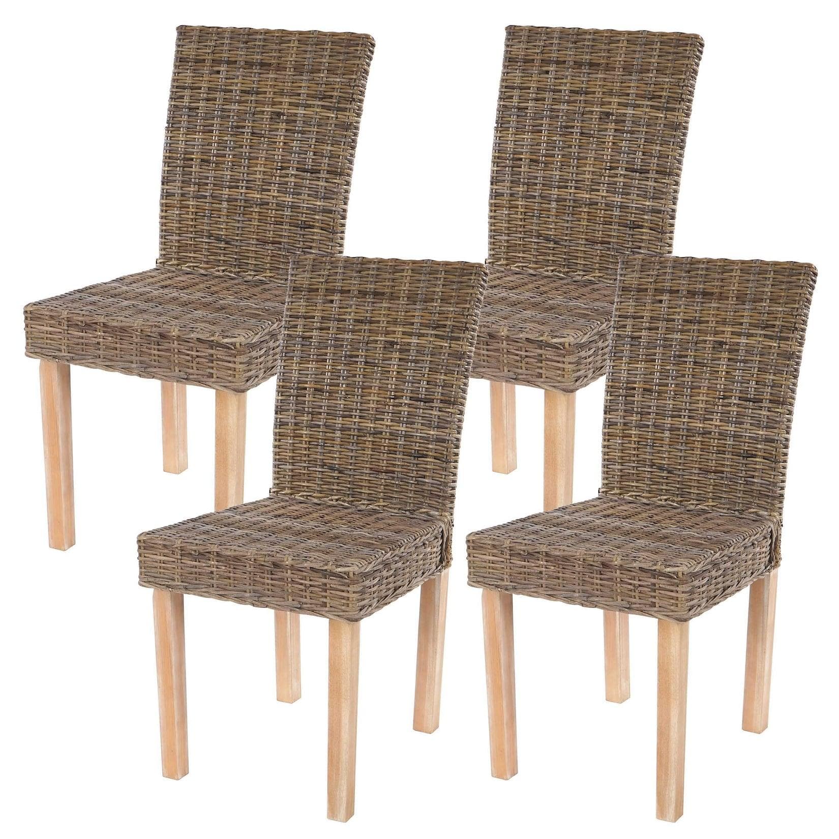 MCW 4er-Set Esszimmerstuhl Littau Kubu-Rattan Braun