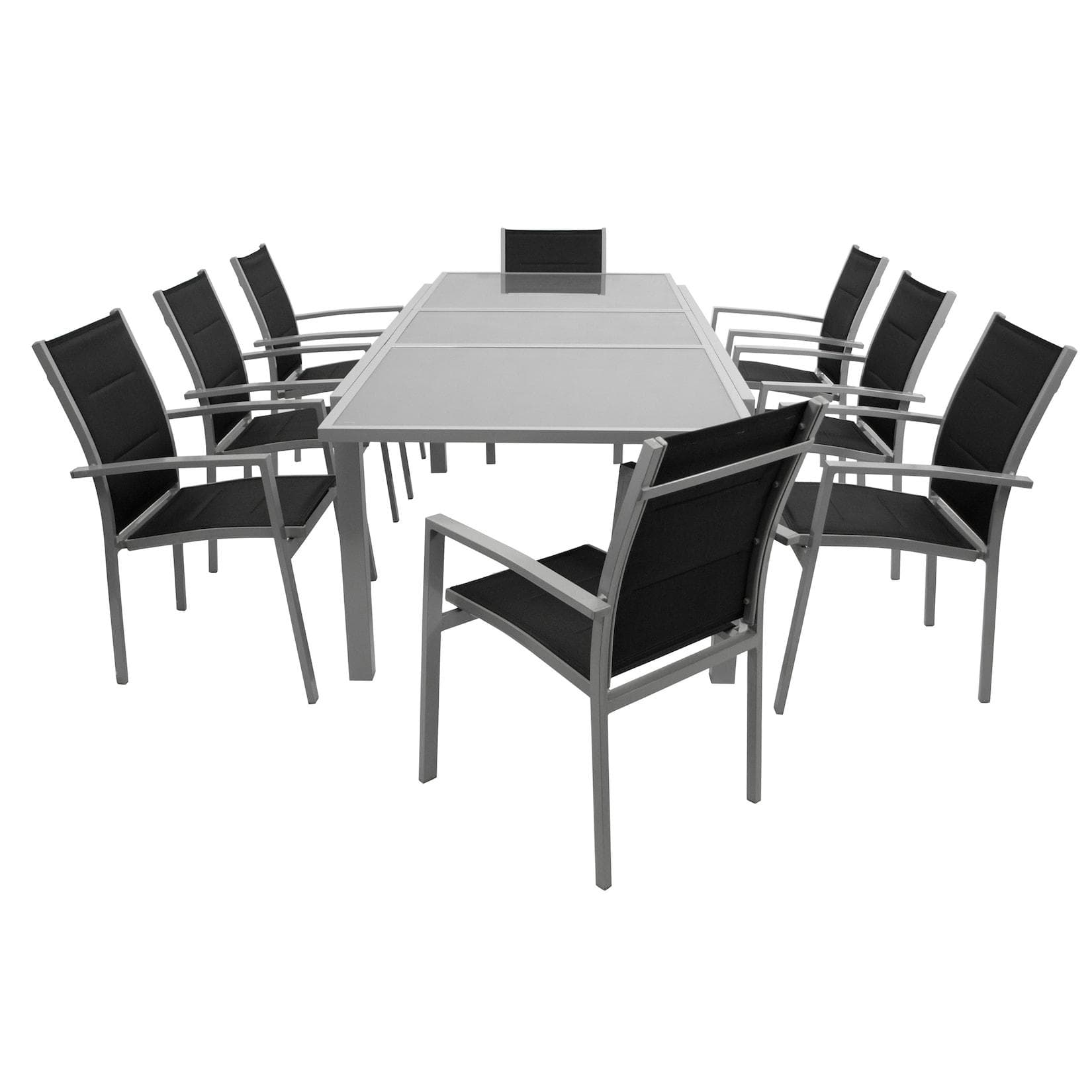 DEGAMO Garnitur PISA 9-teilig Aluminium Silber Schwarz