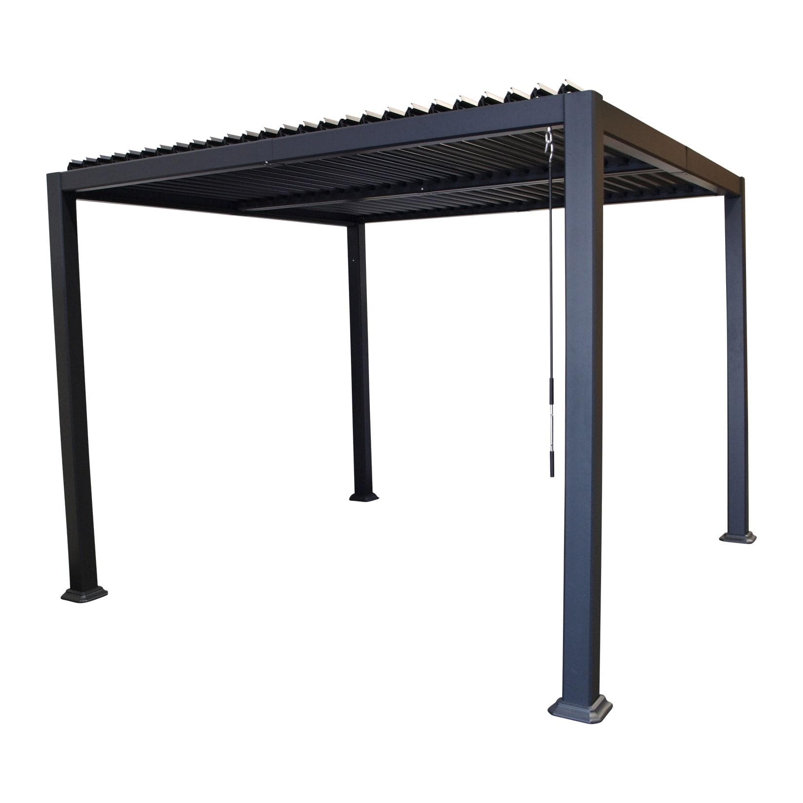 DEGAMO Pavillon BARACOA 3x3 Meter Aluminium Dunkelgrau Verstellbares Dach