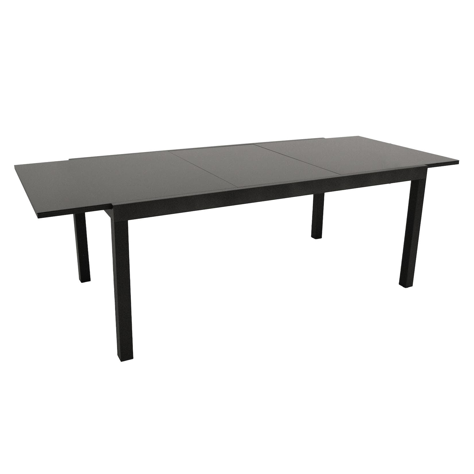 DEGAMO Ausziehtisch ELBA Aluminium Anthrazit Glas Schwarz