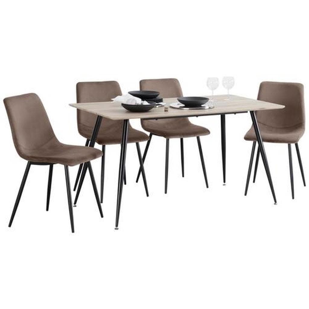 P & B Tischgruppe Schwarz Eiche Dunkelbraun Metall Textil Rund Esszimmer Tische Esstische