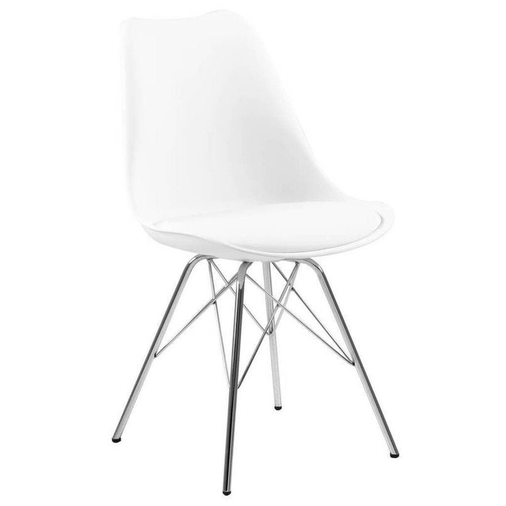 Carryhome Stuhl Weiß Kunststoff Chromfarben Esszimmerstühle