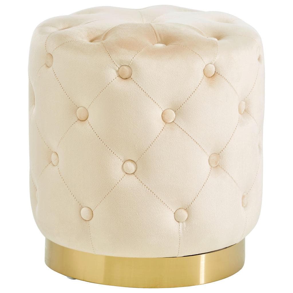 Xora Chesterfield Hocker Gold Beige Samt Metall