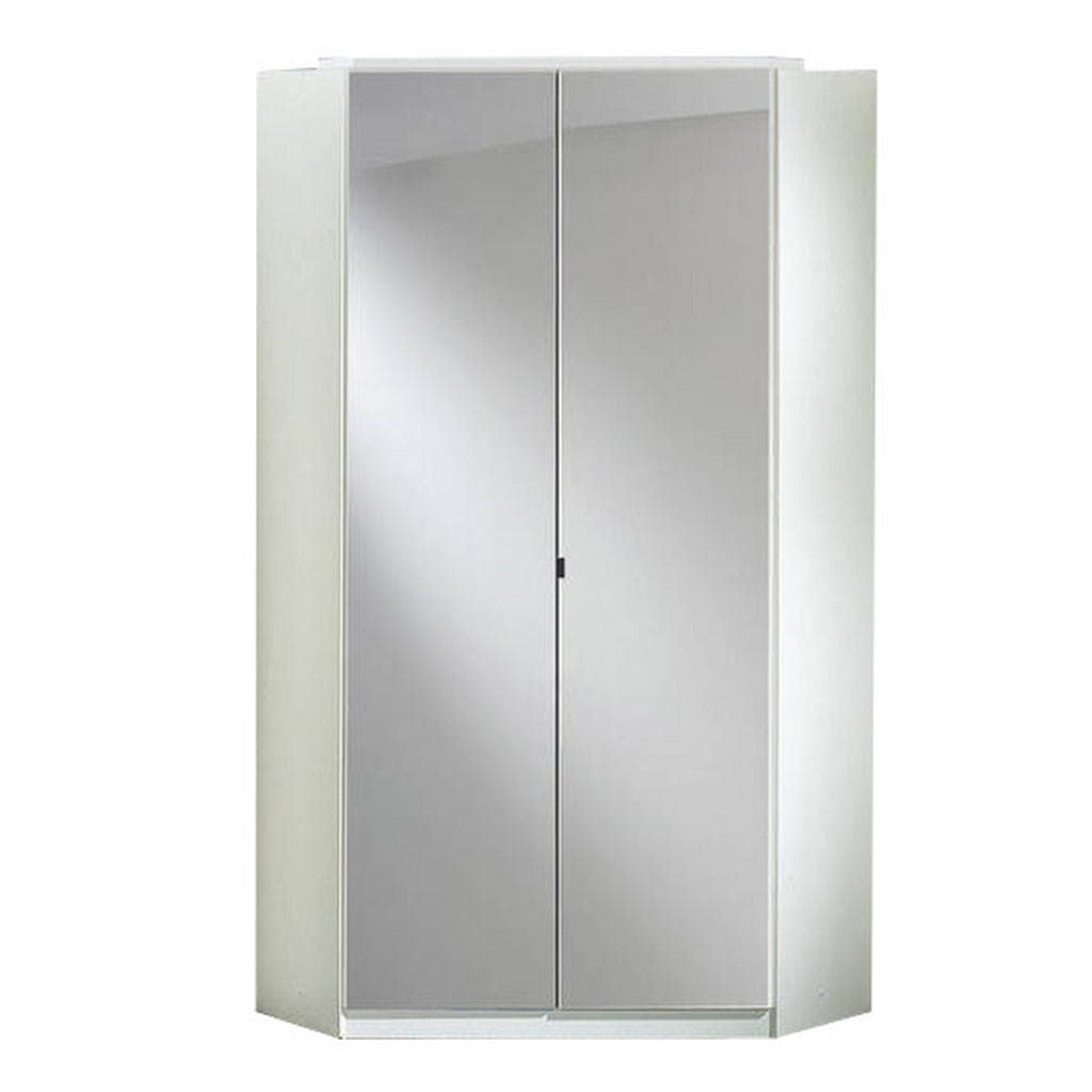 Wimex Eckkleiderschrank Weiß mit Spiegelfront - Serie Clack