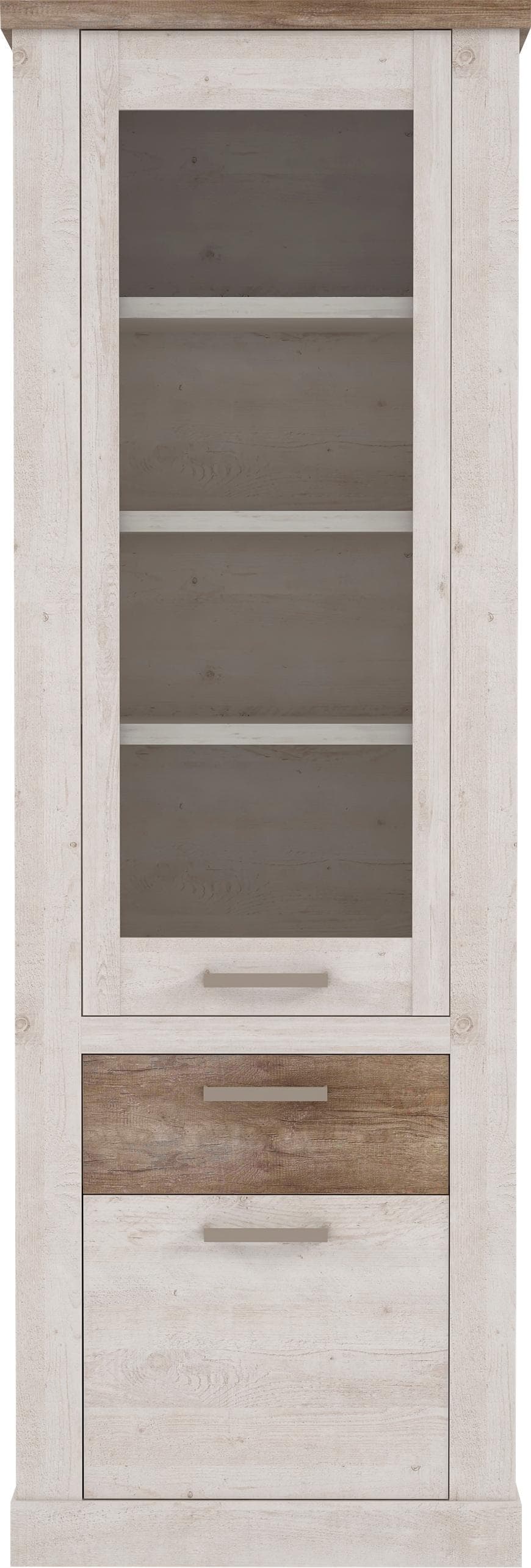 Vitrine FORTE Duro Landhausstil Pinie Weiß Eiche Antik