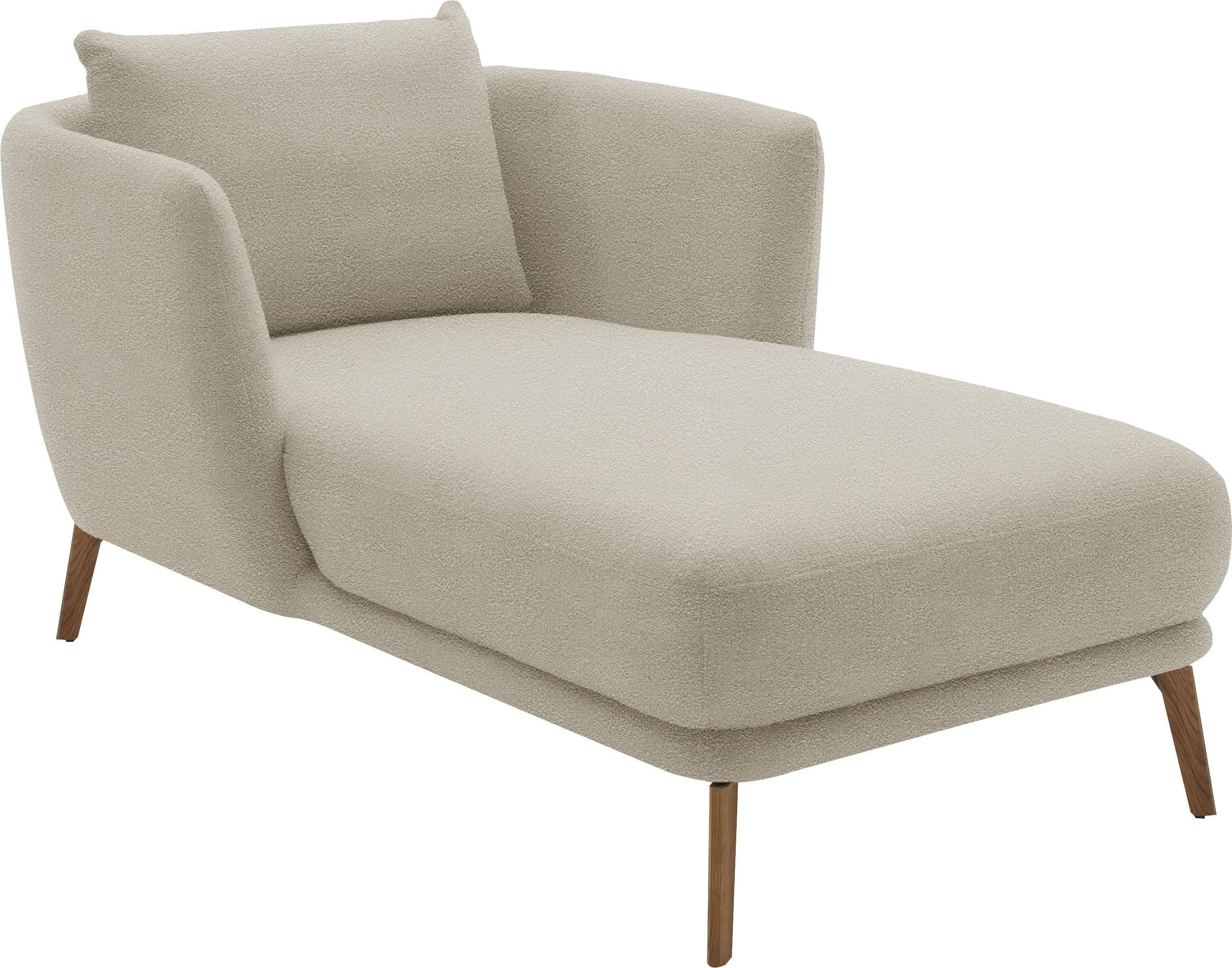 Schöner Wohnen Chaiselongue Pearl Bouclé Massivholz Füße Beige