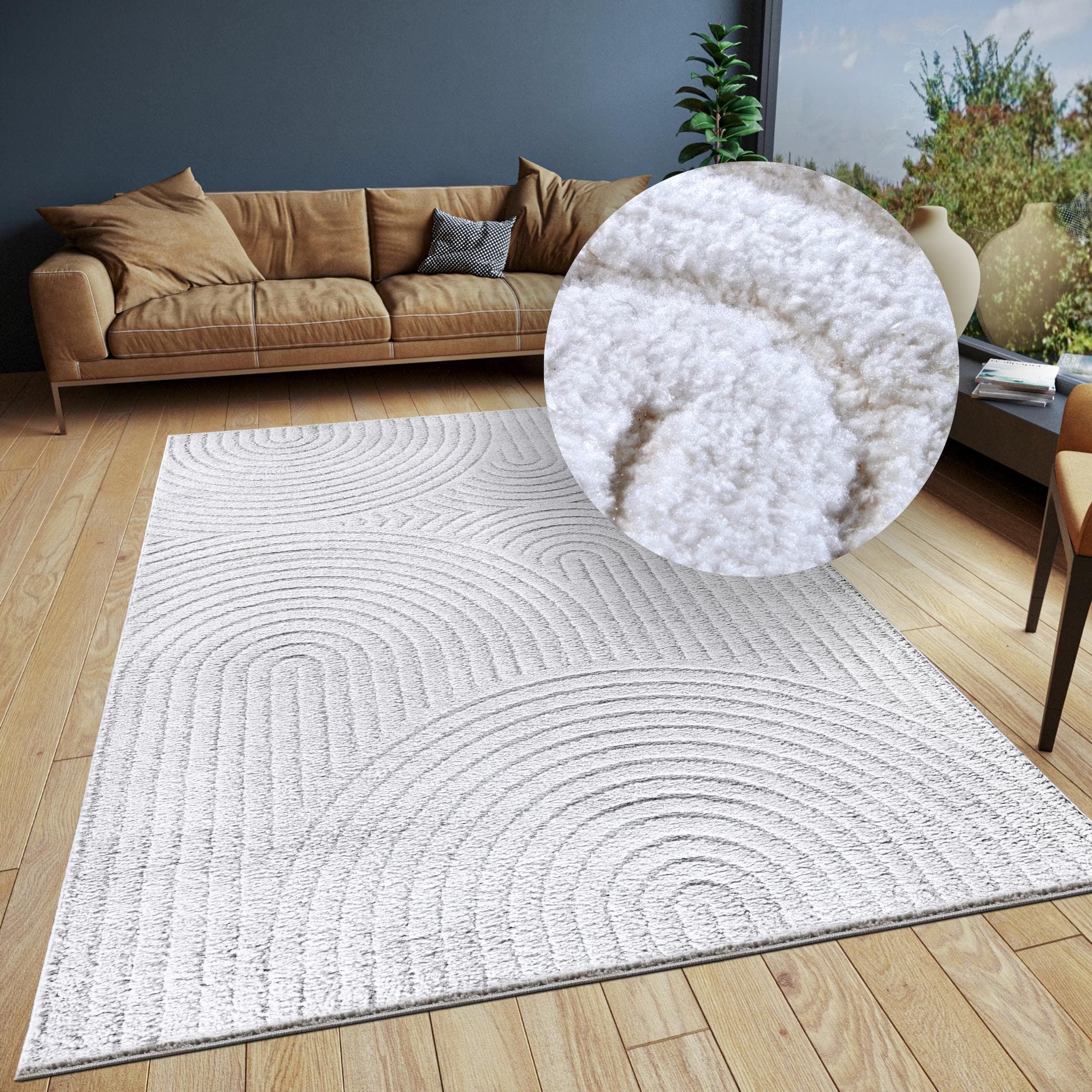ELLE DECORATION Cosy Panglao Teppich Weiß Modern Skandi