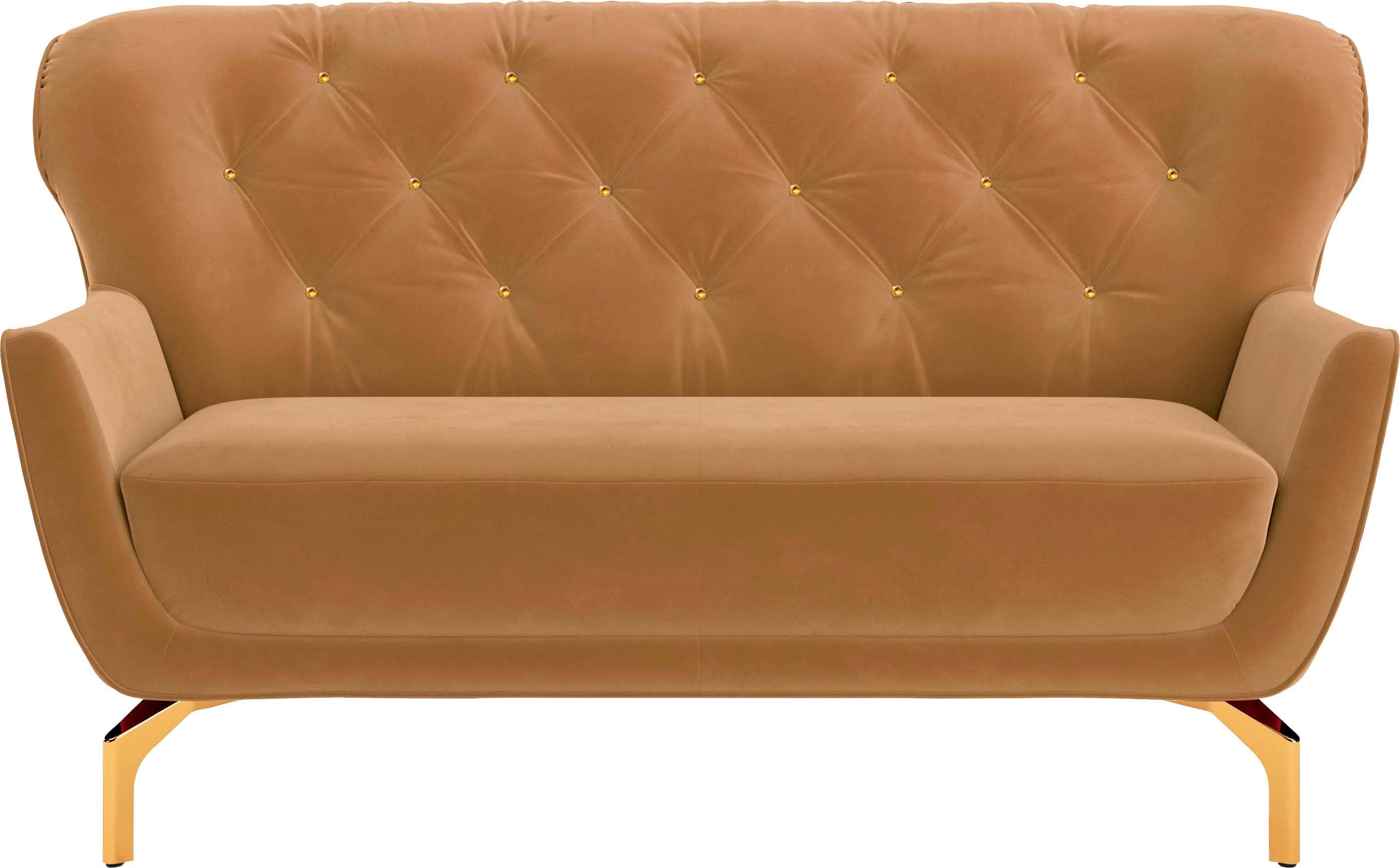 SIT & MORE 2-Sitzer Orient 3 Gold Sofa mit Samtoptik