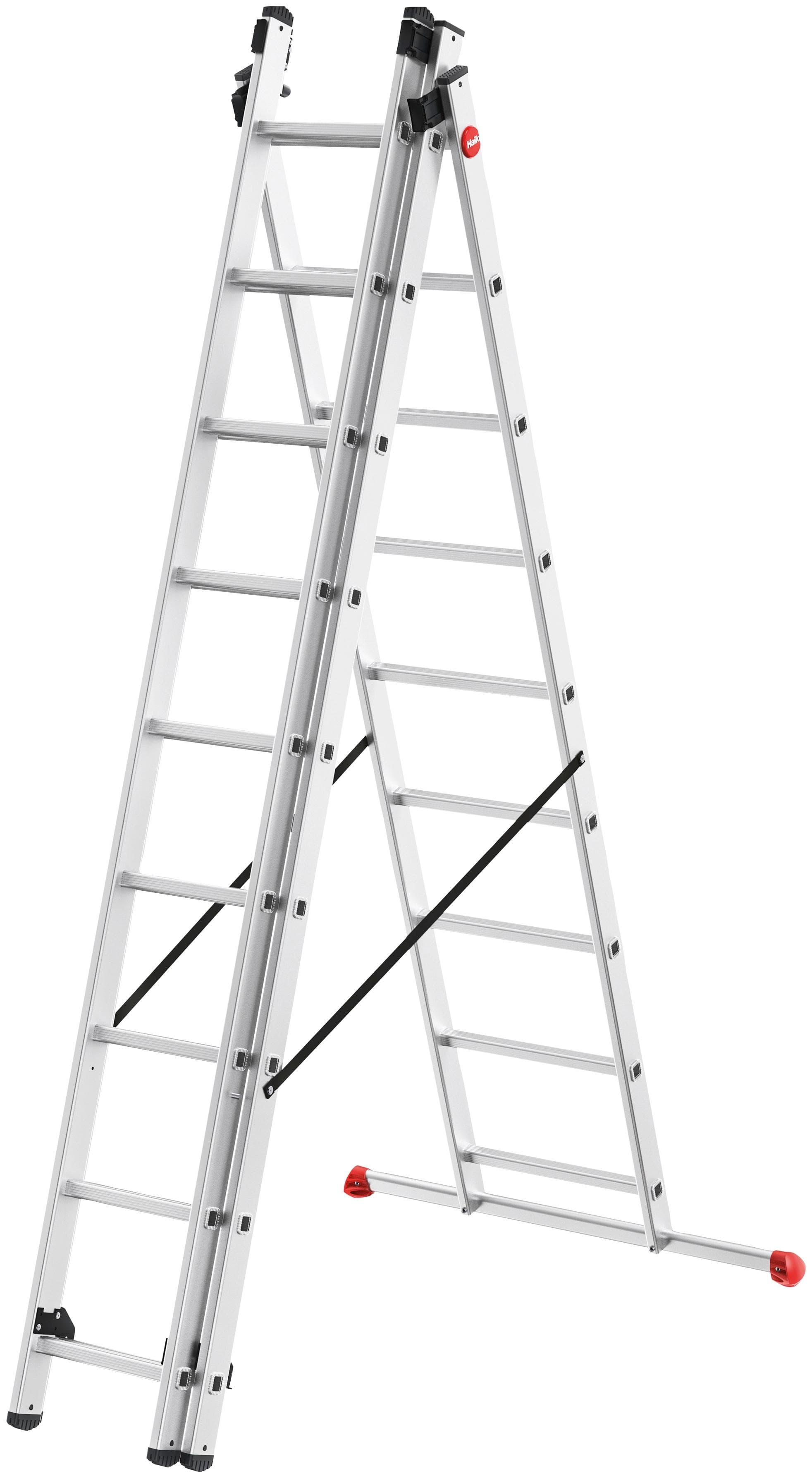 Hailo HobbyStep combi Kombileiter 3-teilig Aluminium Rot