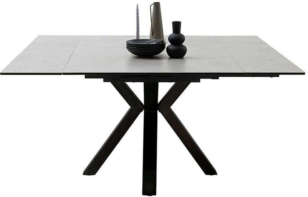 Ausziehbarer Esstisch in hellgrau/schwarz