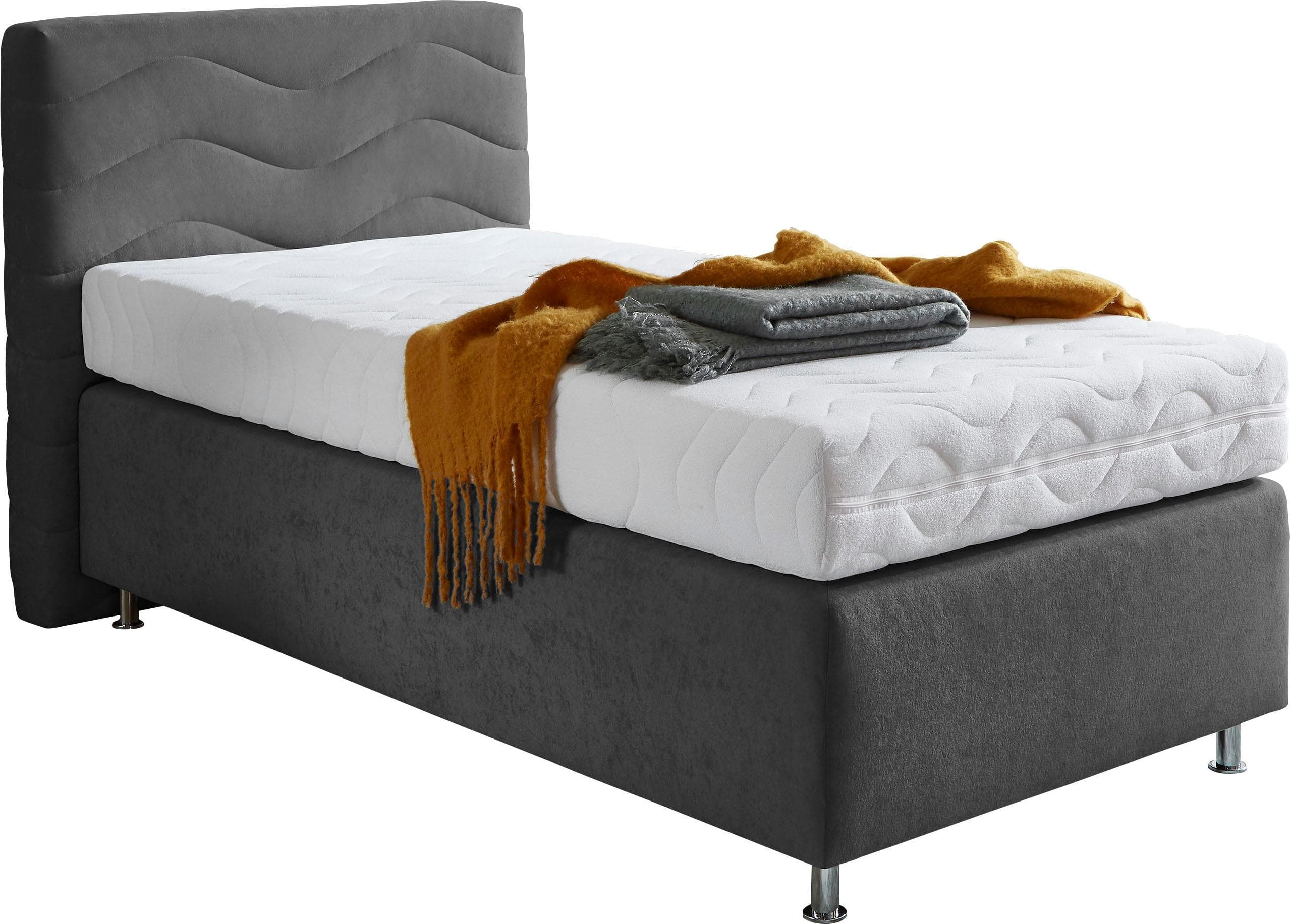 Westfalia Schlafkomfort Boxspringbett Sigma Grau Microvelours