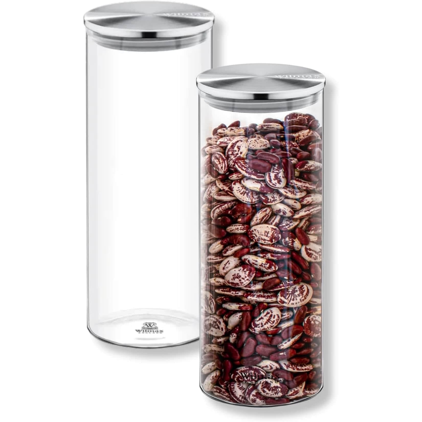 Wilmax Glasbehälter 2er Set 1600 ml Vorratsdosen mit Schraubdeckel
