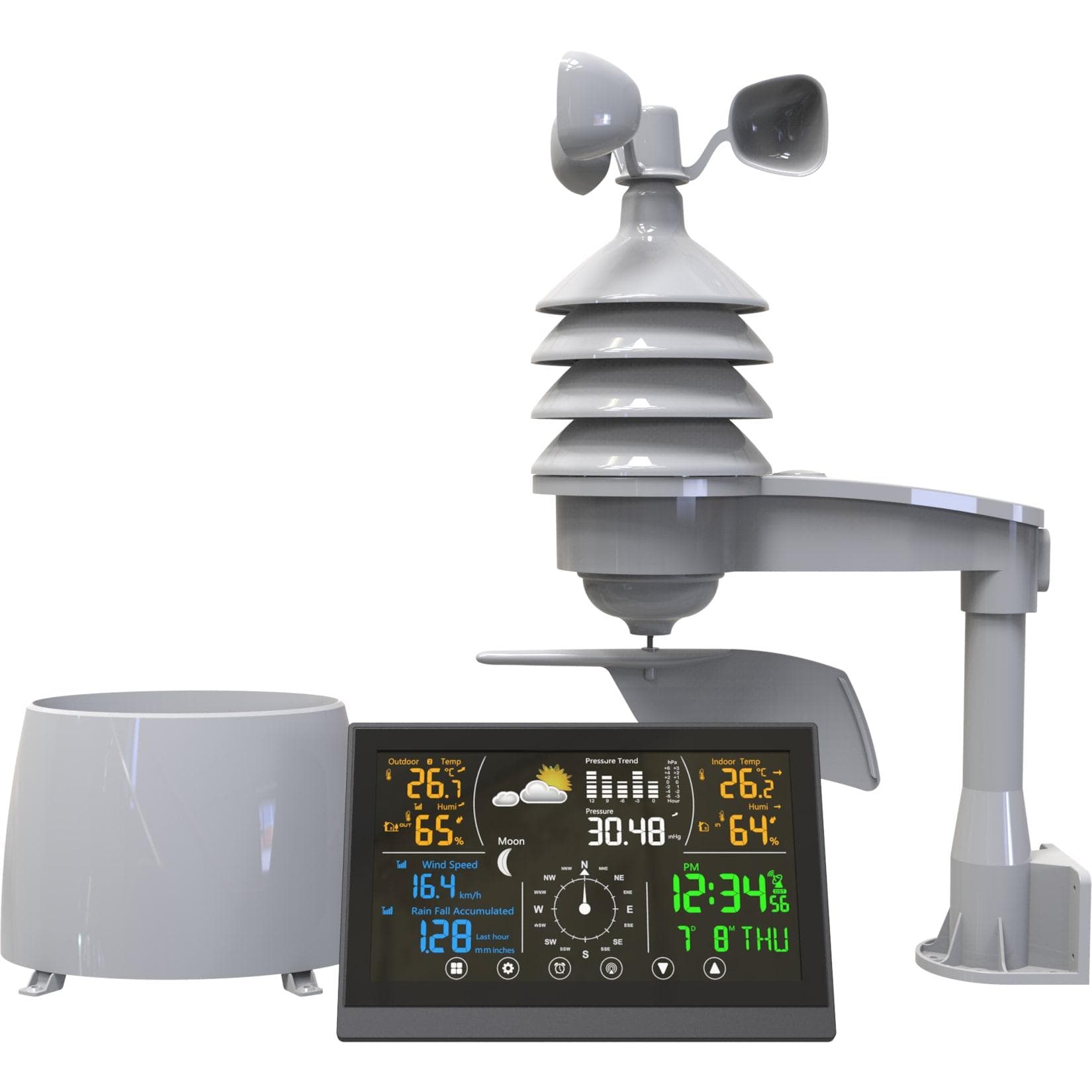 Denver WS-650 Funkwetterstation mit Uhr und Kalender-Funktion, farbiges Display