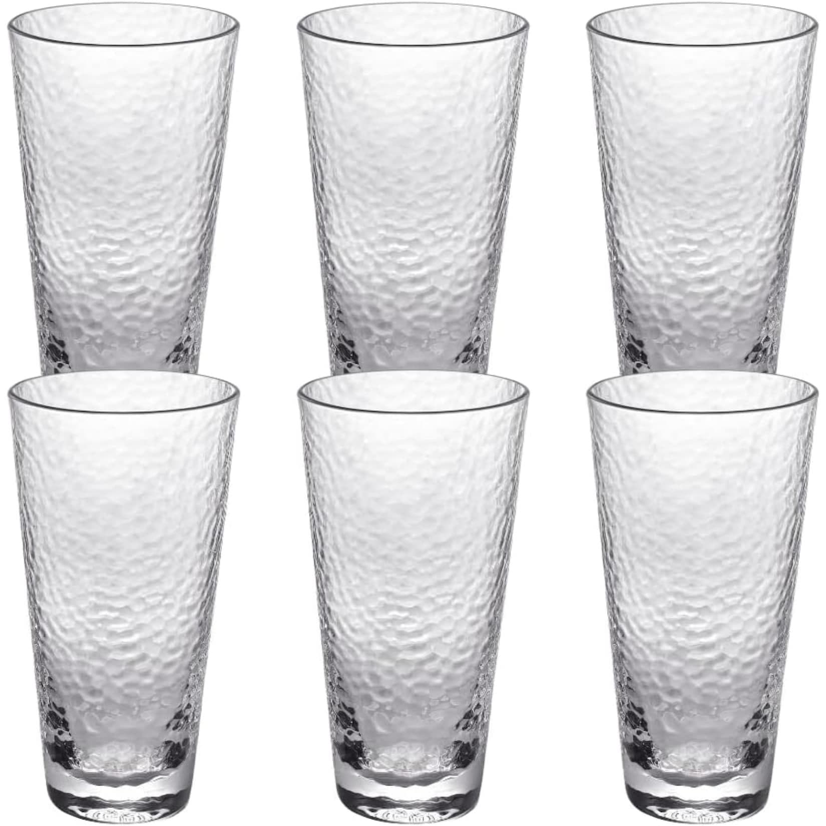 Wilmax Trinkgläser 6er-Set 320 ml Gehämmerter Stil Spülmaschinenfest