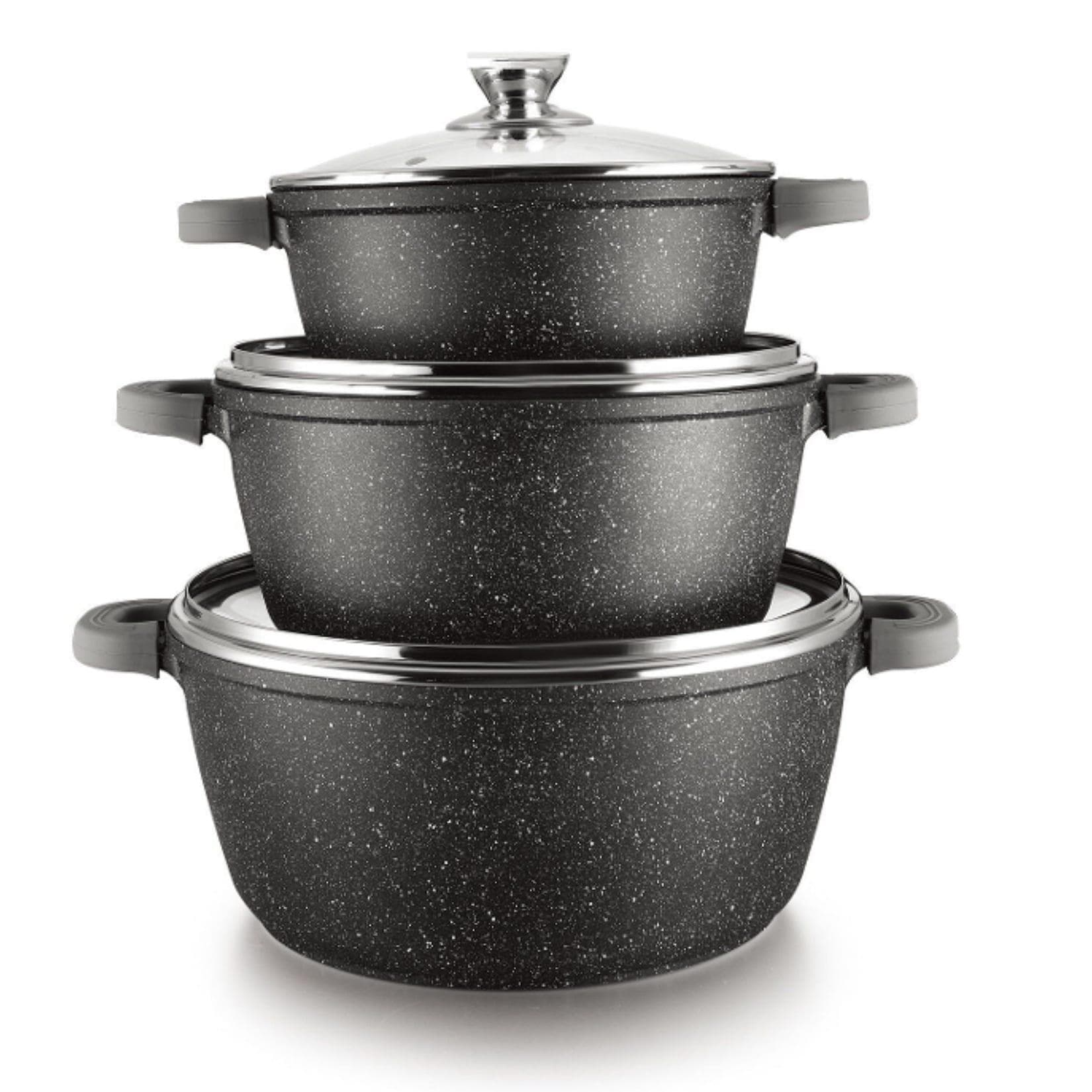 6-tlg Kochtopfset mit Deckel ø36cm/ø40cm/ø44cm