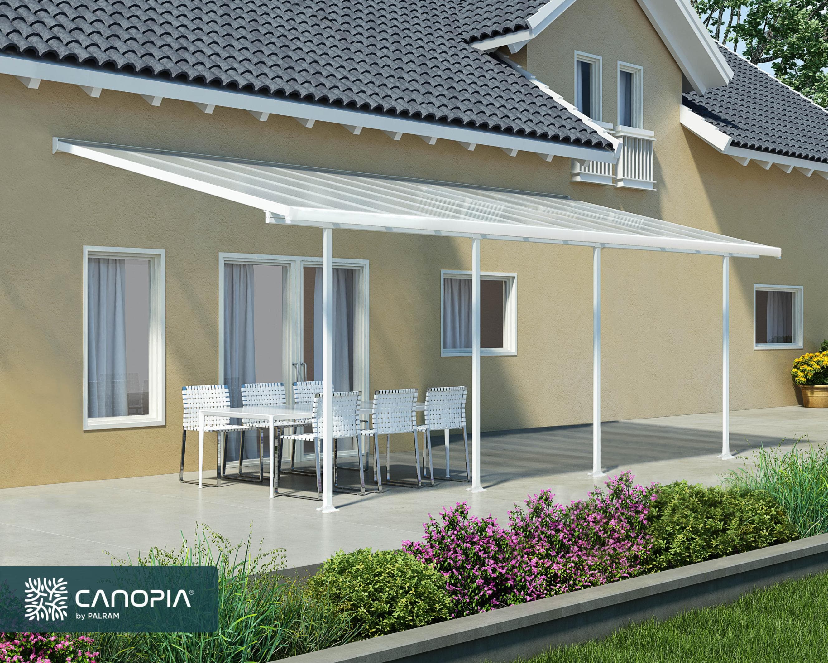 Palram Canopia Feria Terrassenüberdachung Weiß Aluminium Polycarbonat